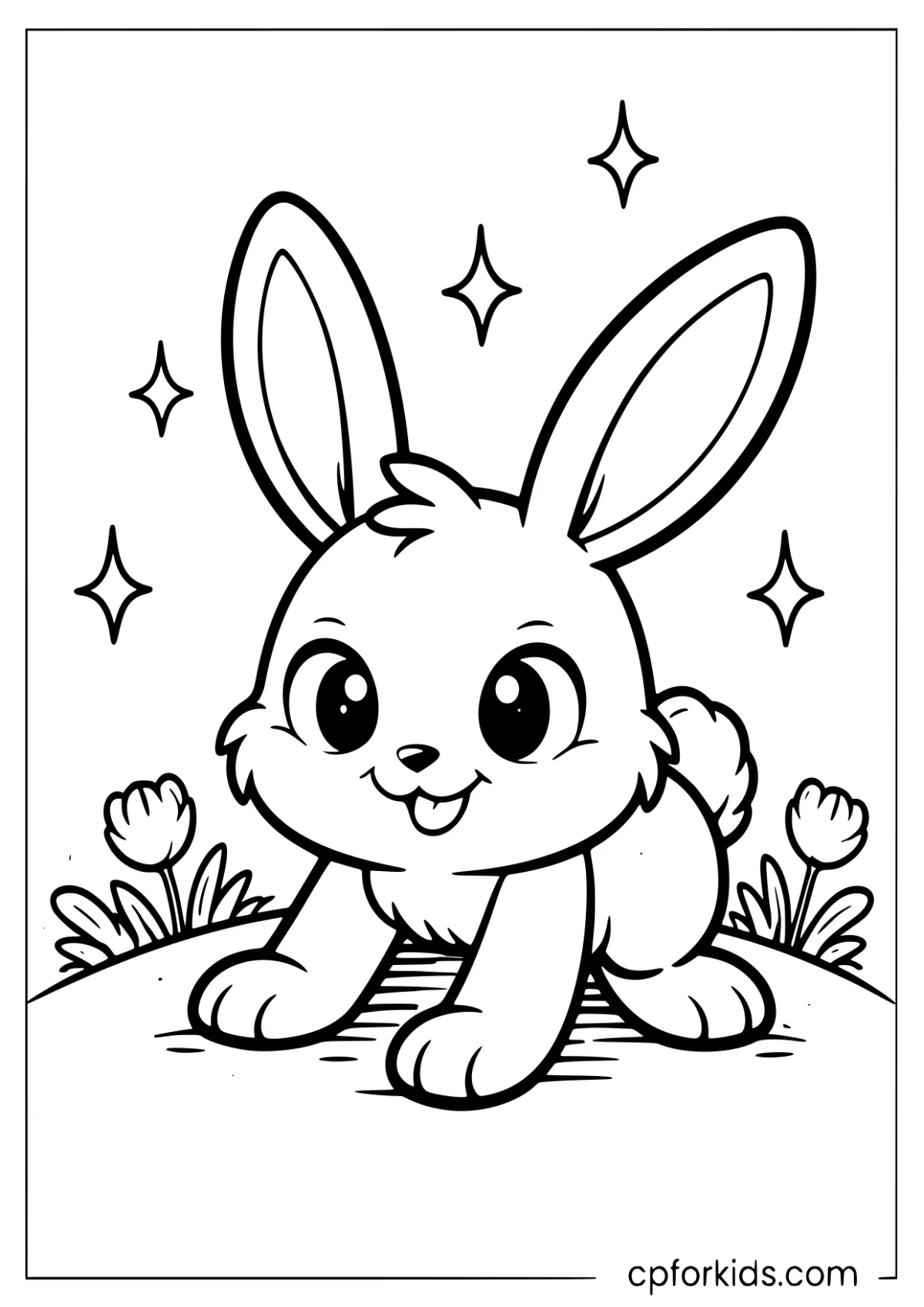 Bunny crouching low, ready to jump