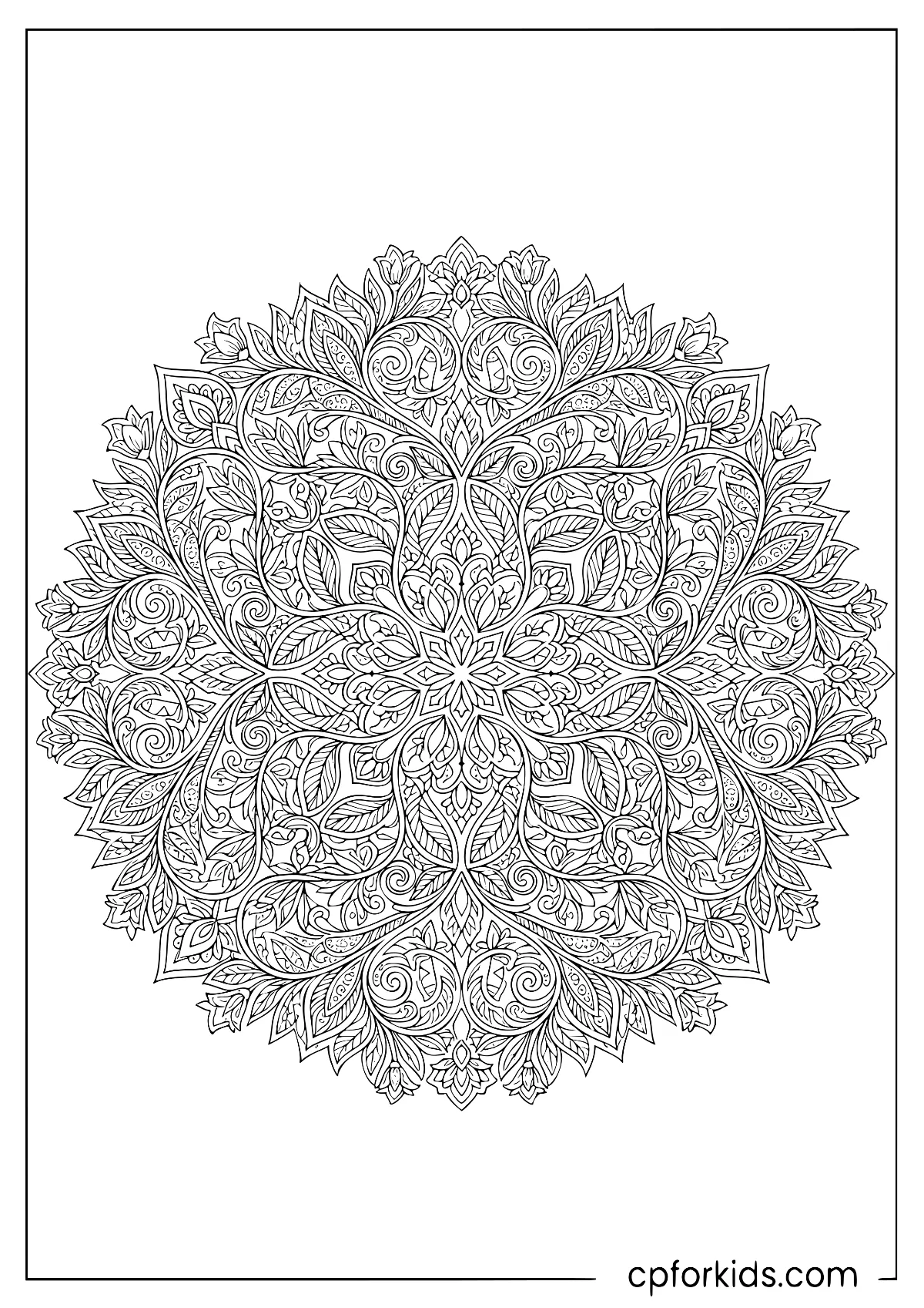 Detailed floral mandala with layered leaves and buds