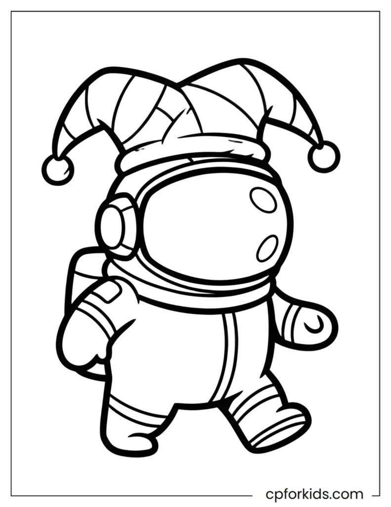 Among Us Character Coloring Pages Among Us coloring page of a simple astronaut character, easy black and white outline for kids.