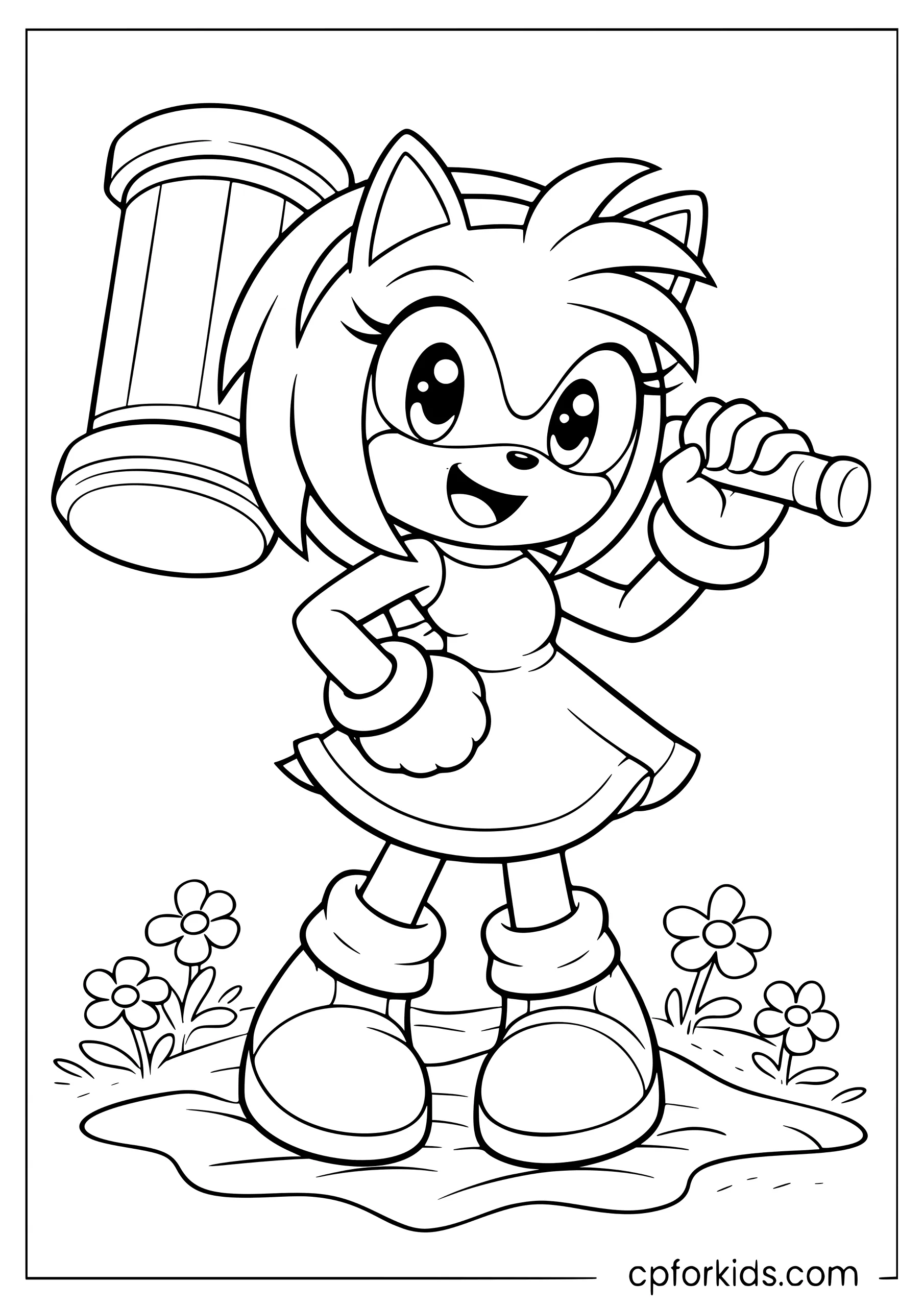 Amy Rose with Her Hammer