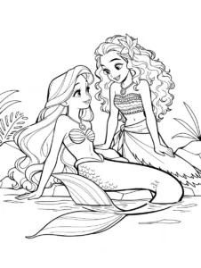 Ariel and Moana together beside the ocean