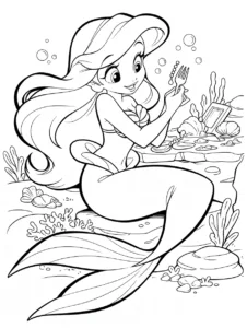 Ariel exploring treasures inside her underwater grotto