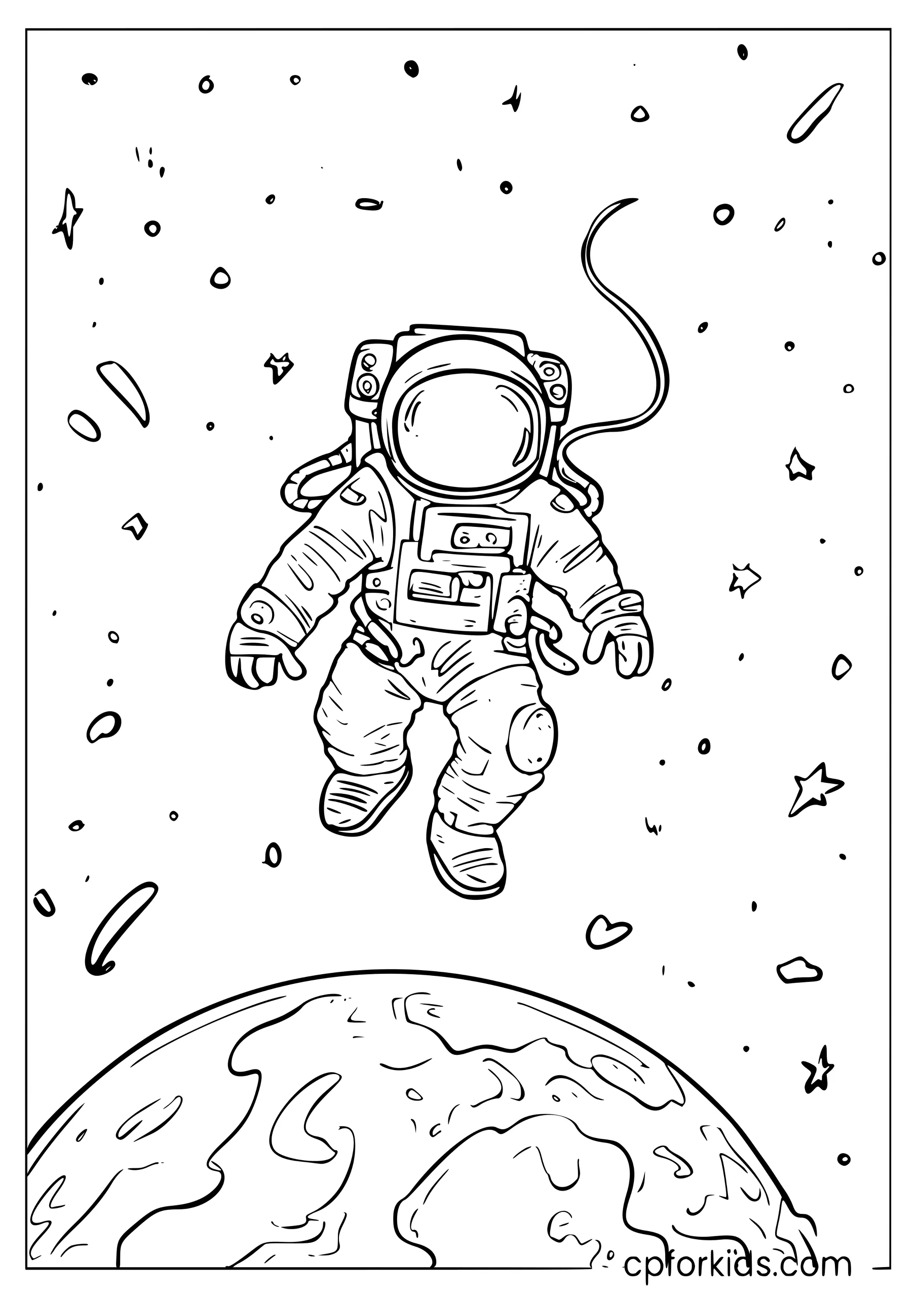 Astronaut Floating Above Earth