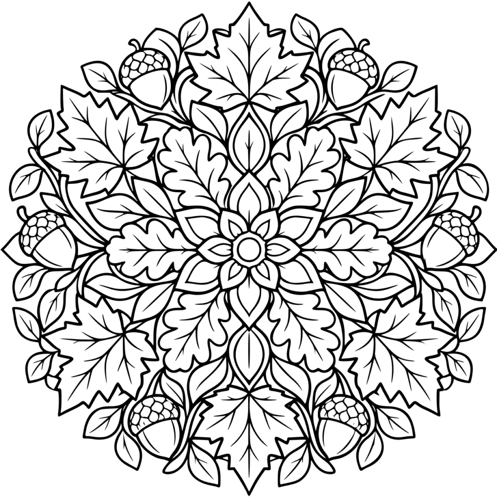 Autumn Leaves Mandala — Color Online Free | CPForKids