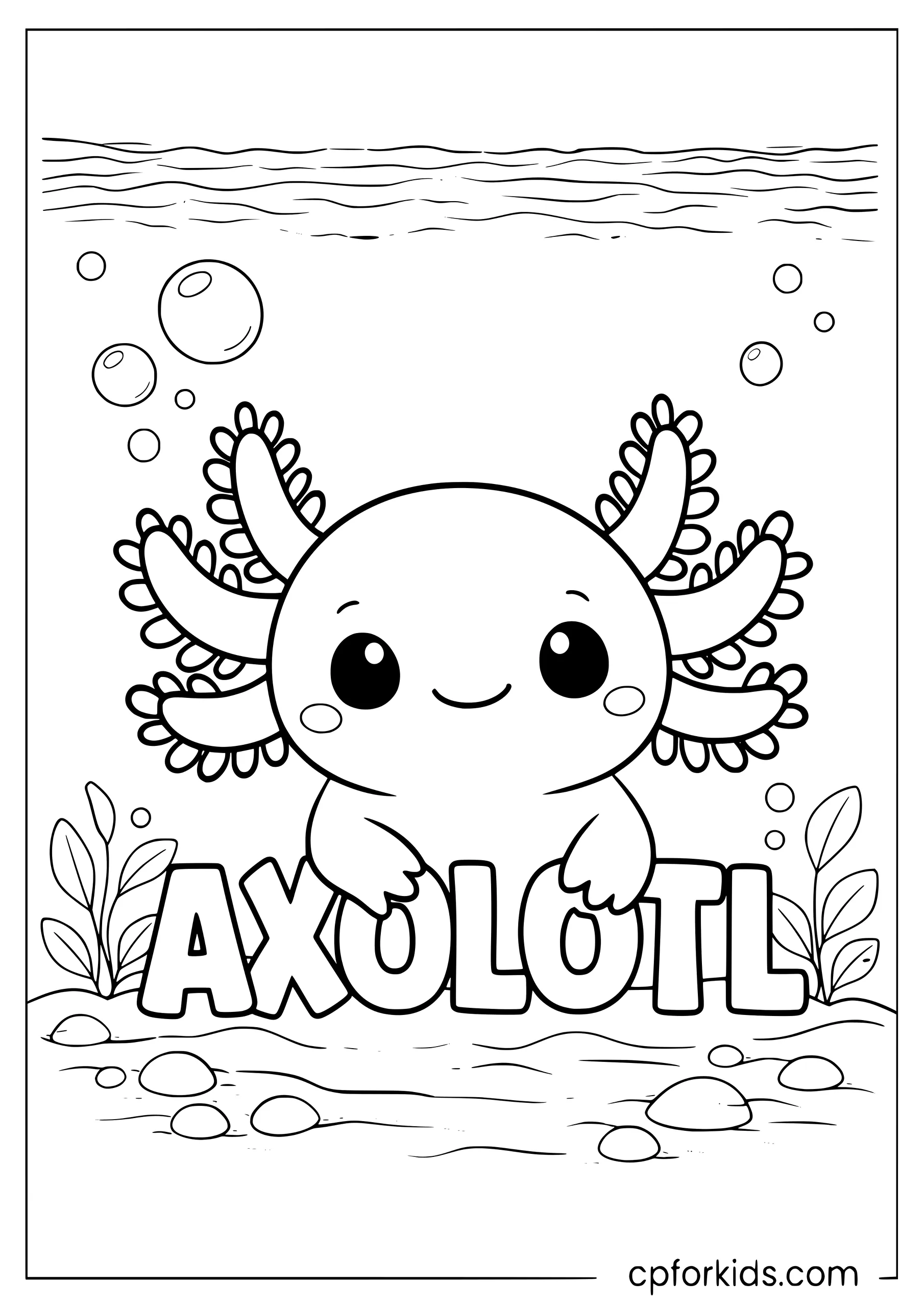 Axolotl Printable with Name Label