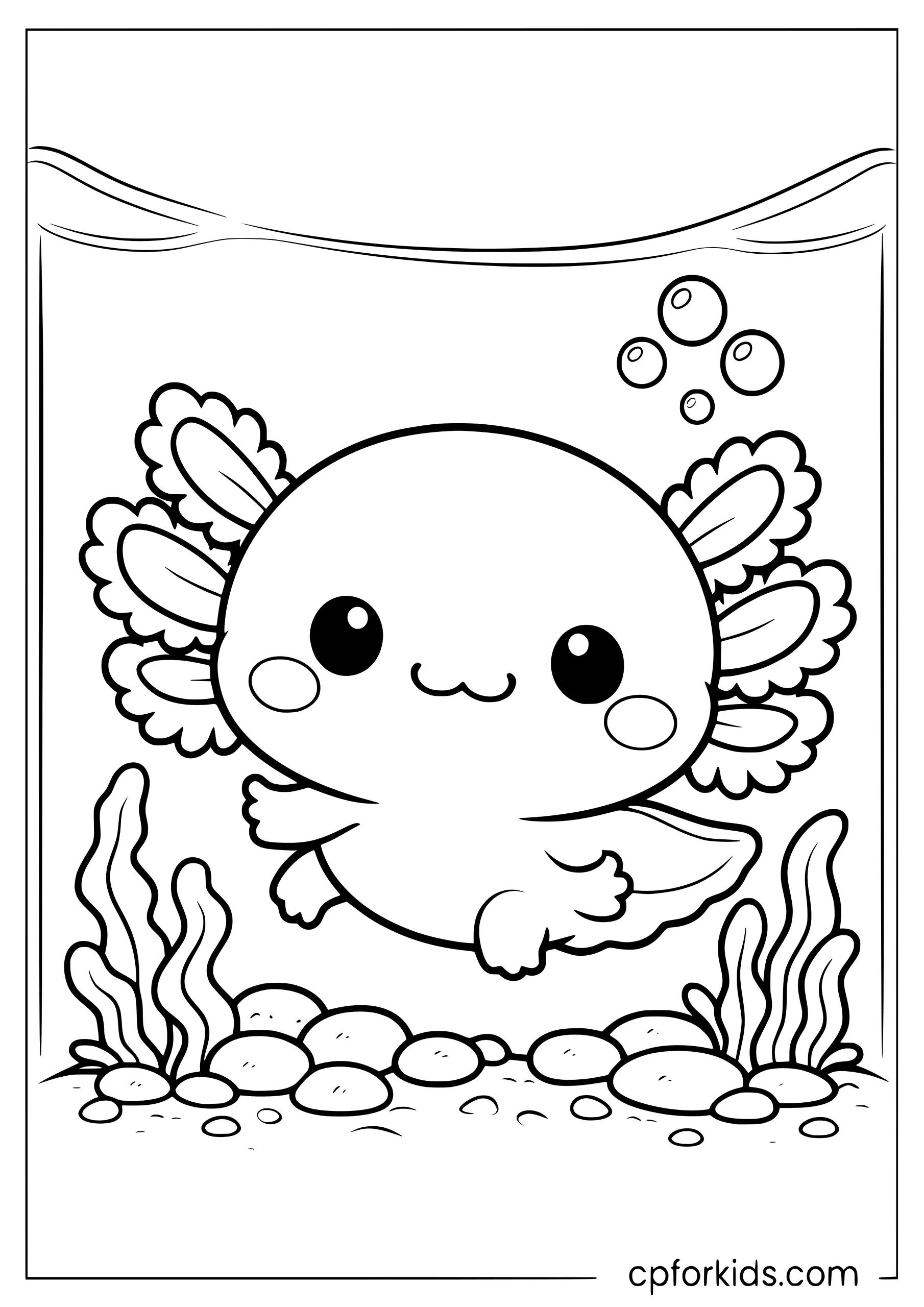 Baby Axolotl Swimming in an Aquarium