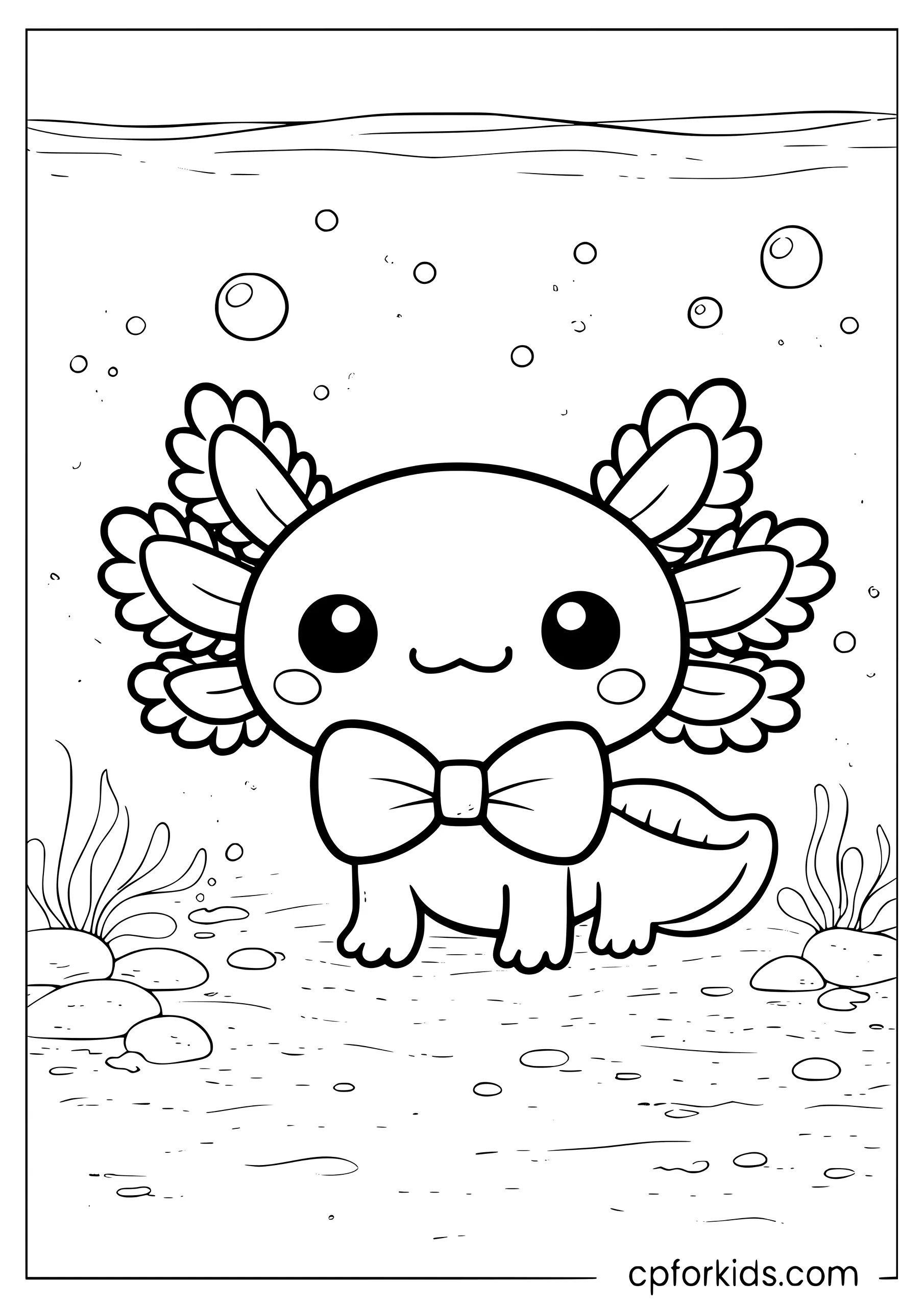 Baby Axolotl Wearing a Big Bow Tie