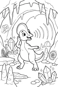 Baby Corythosaurus making echoes inside a crystal cave