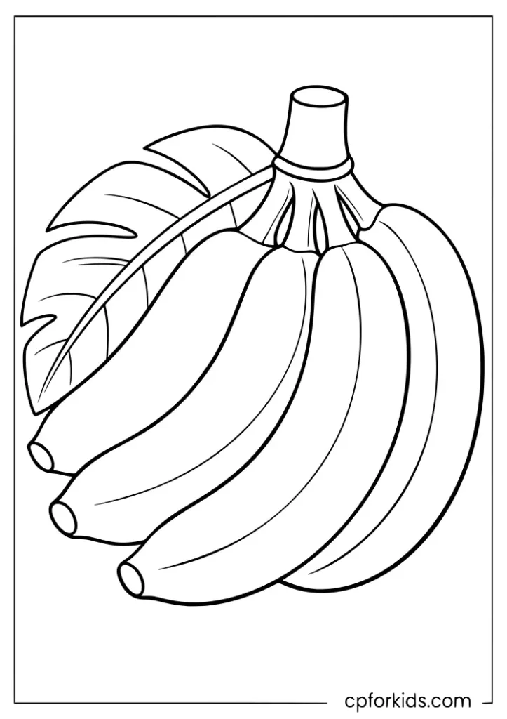 Banana bunch coloring page for kids