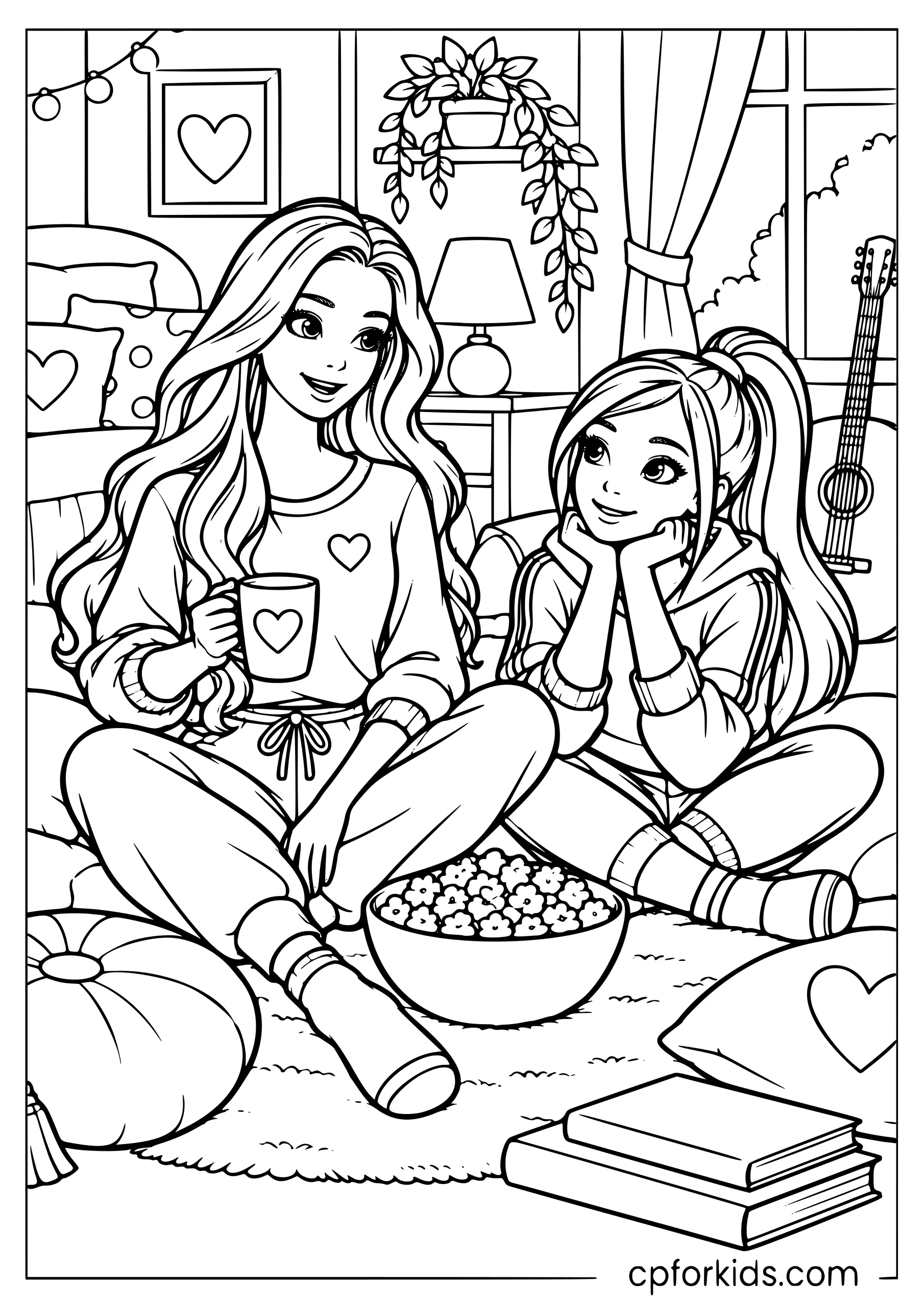 Barbie and Skipper relaxing together in a cozy bedroom