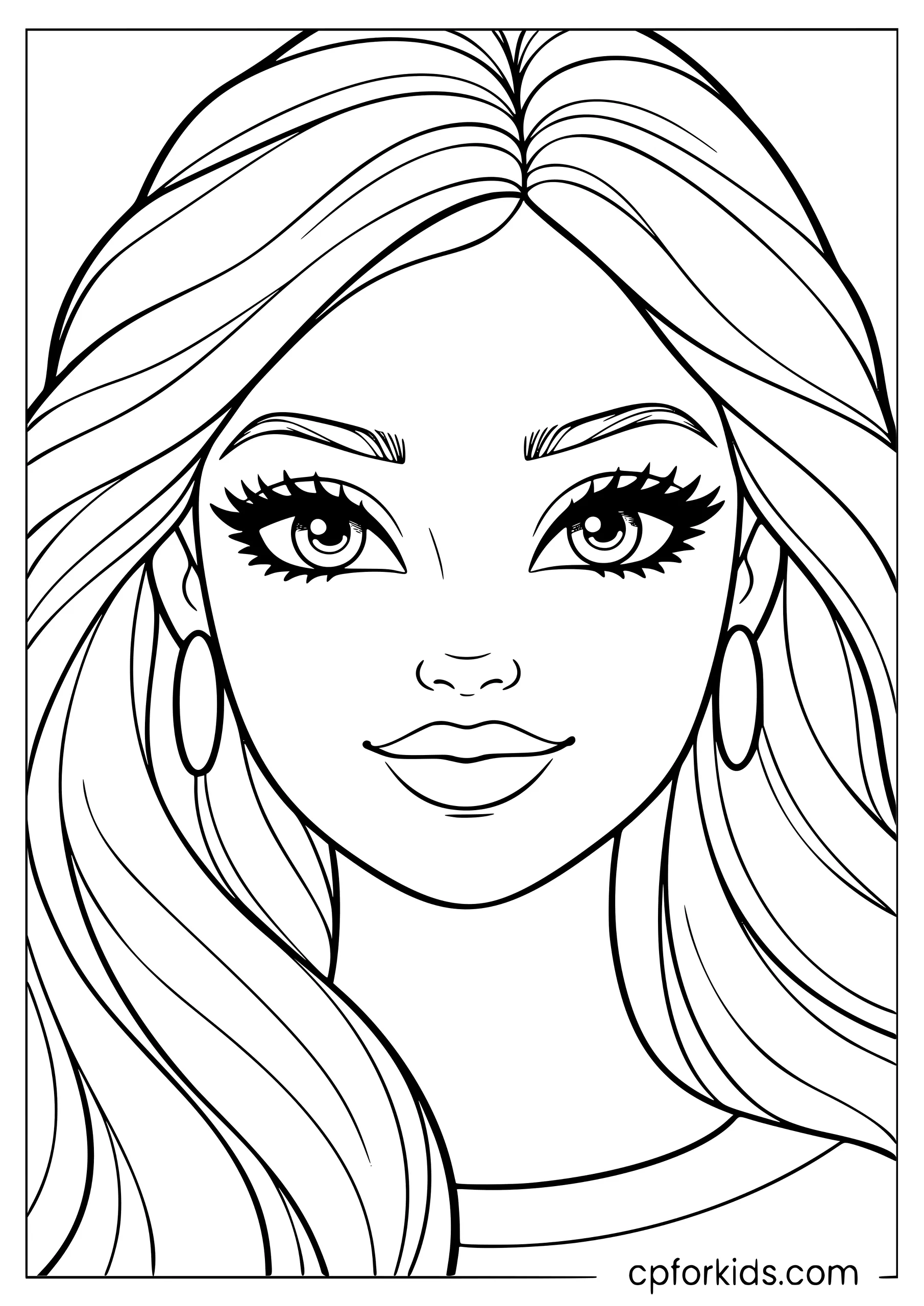 Extreme close-up of Barbie's face with hair flowing past the frame