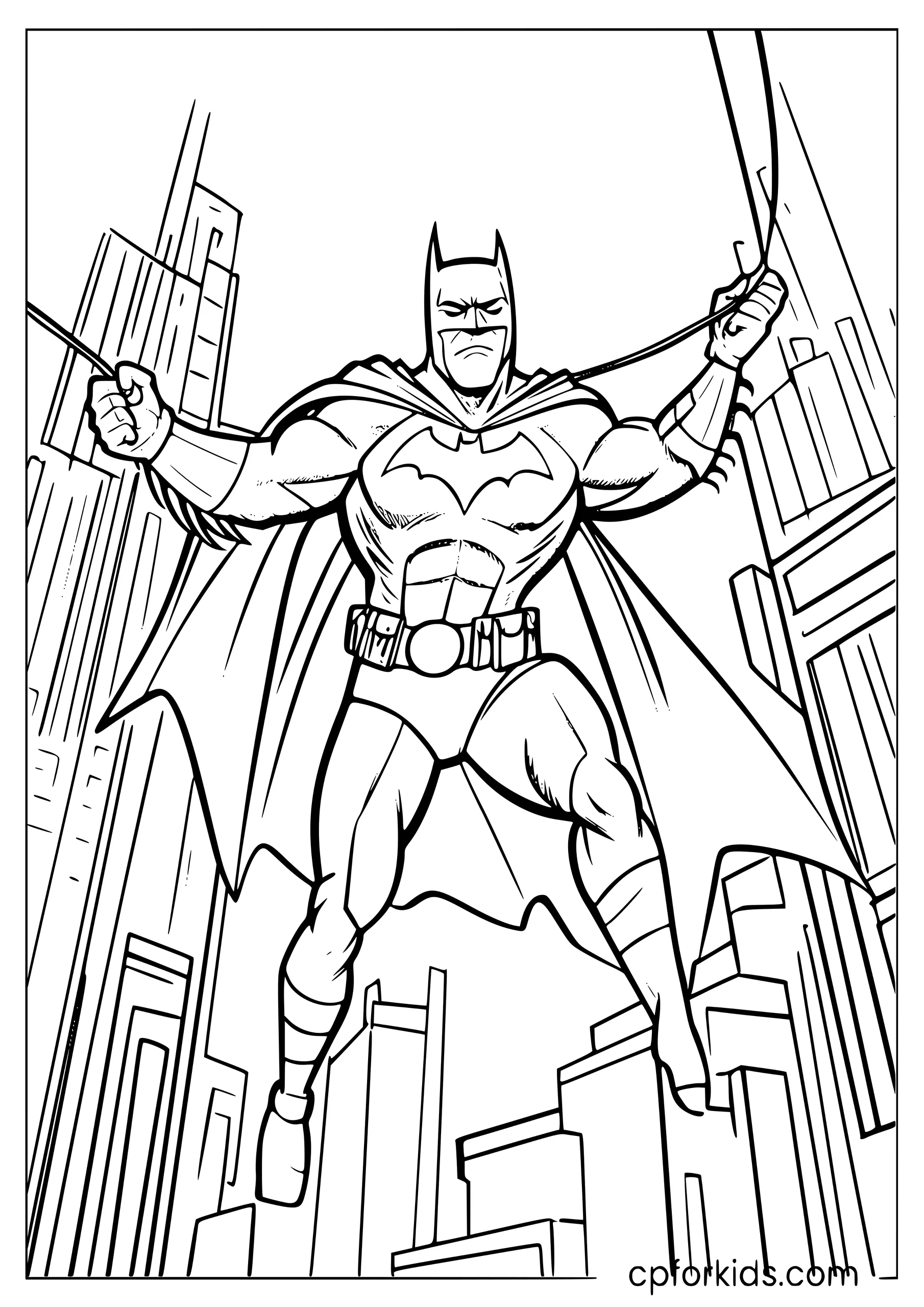 Batman Swinging Across Gotham