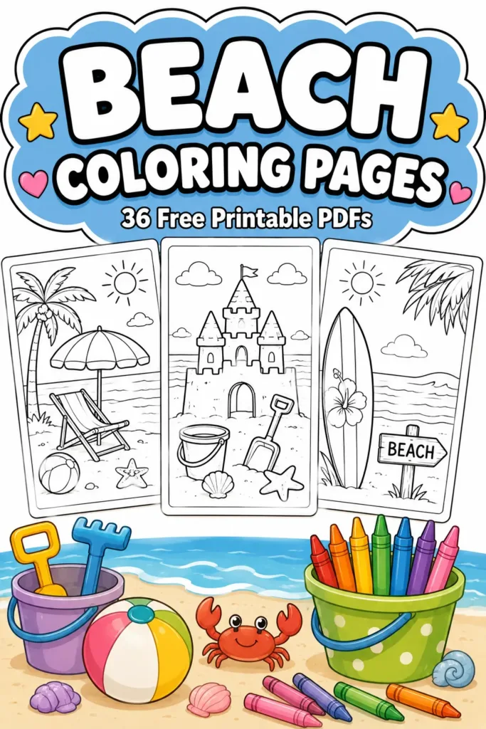 Beach Coloring Pages – Free PDF Printables