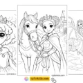 Three free printable Black princess coloring pages featuring a curly-haired princess, a medieval princess with a horse, and a dragon rider scene.