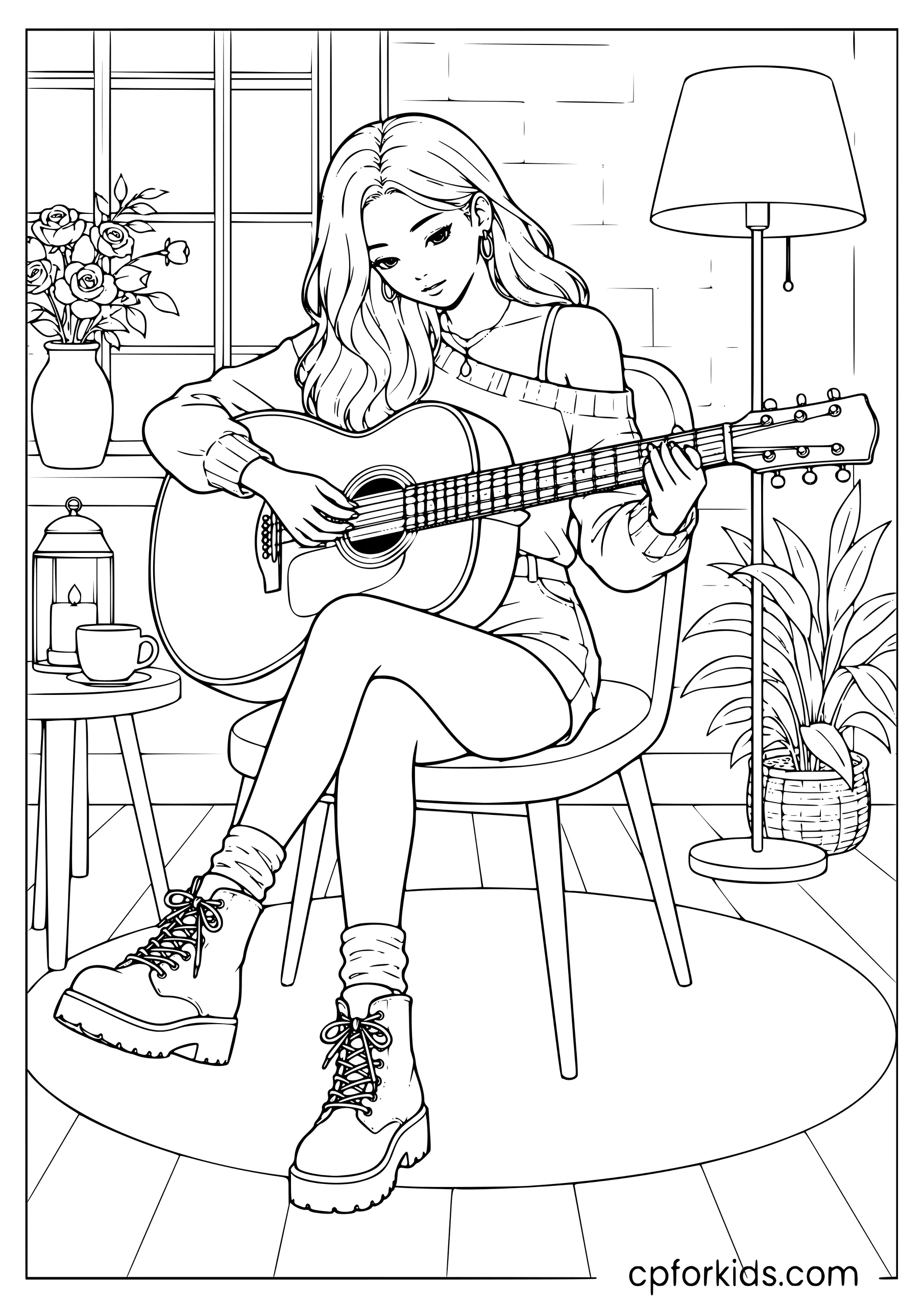Rosé Playing Guitar