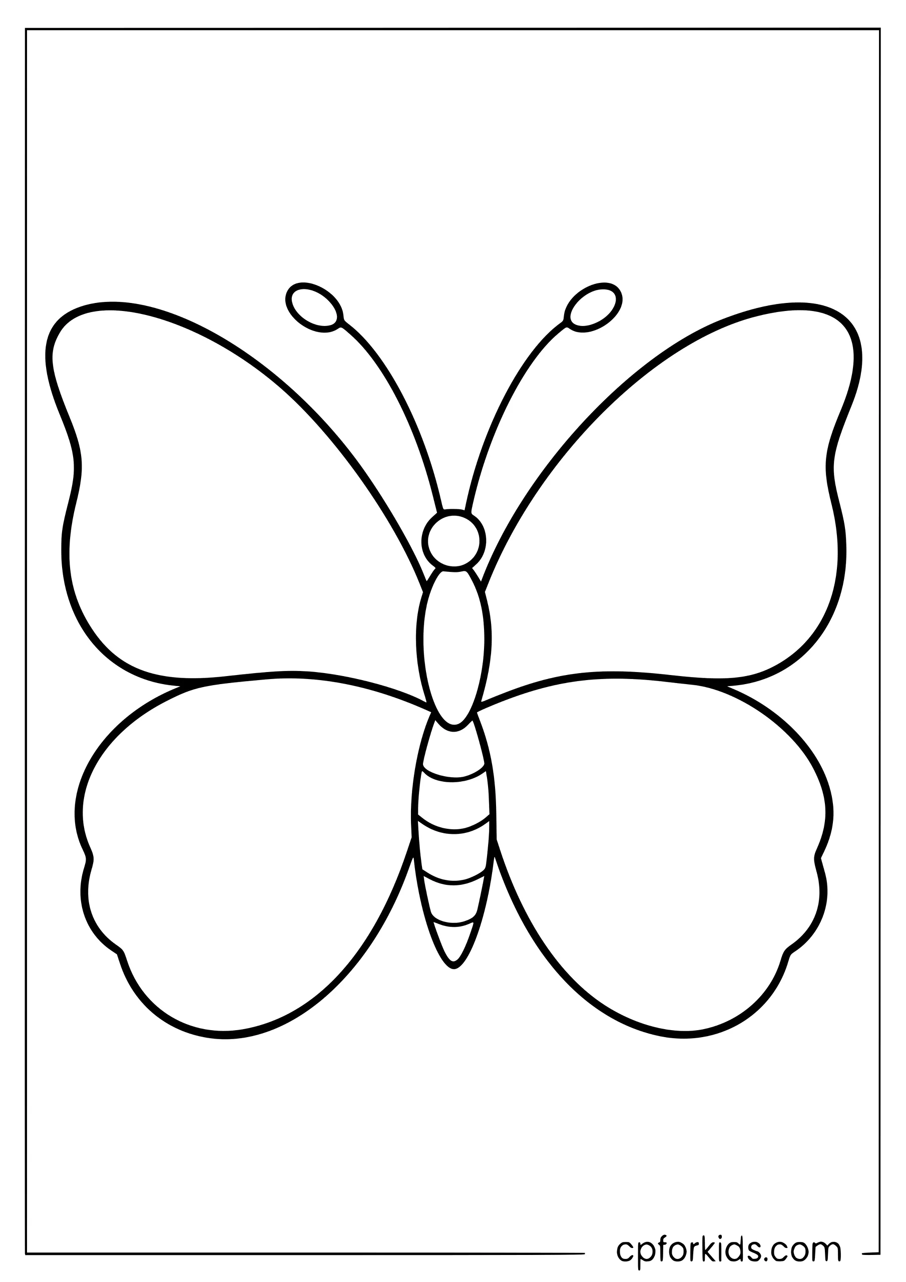 Butterfly outline with four empty wings and two antennae