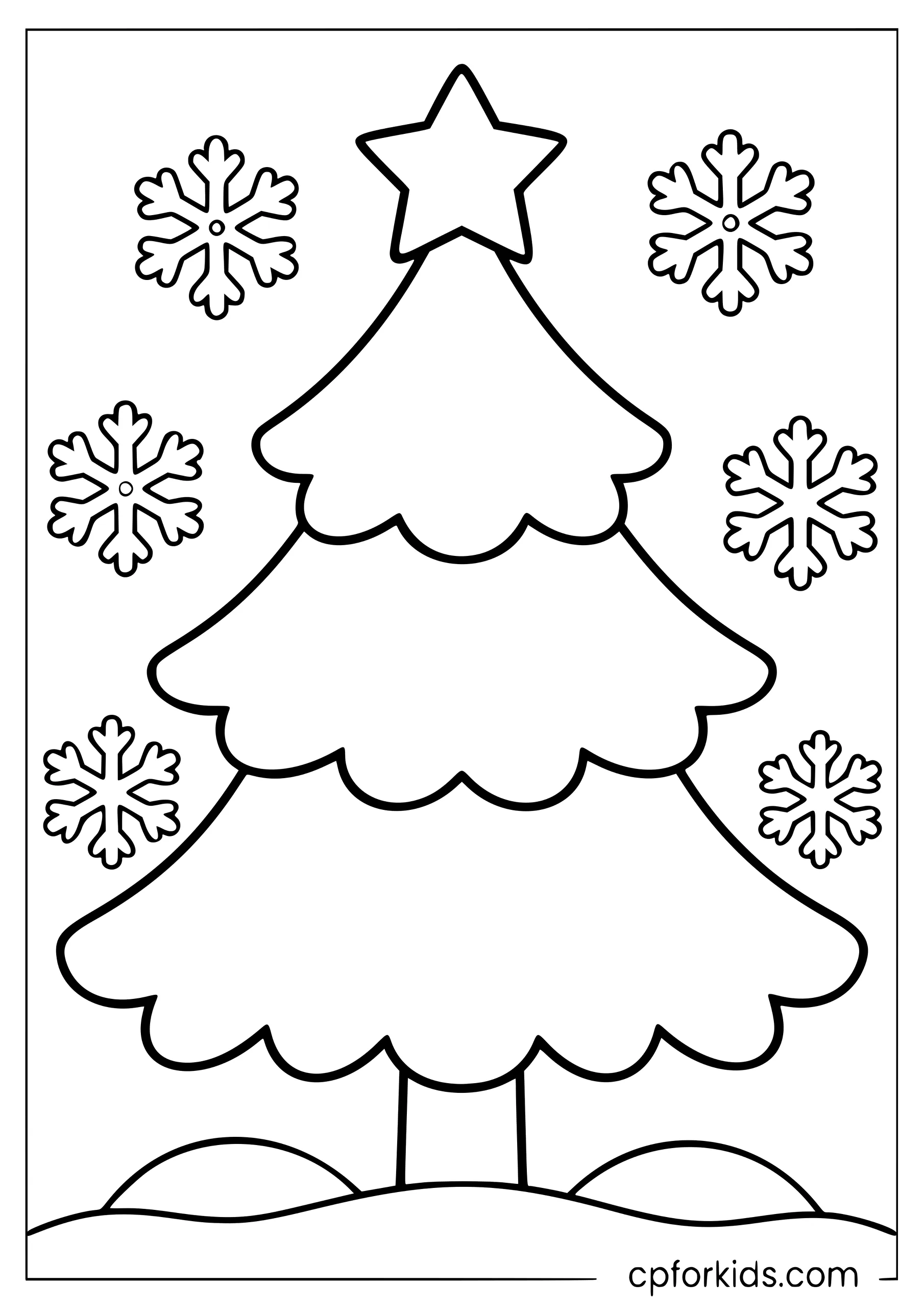 Blank Christmas tree with broad branches and large star