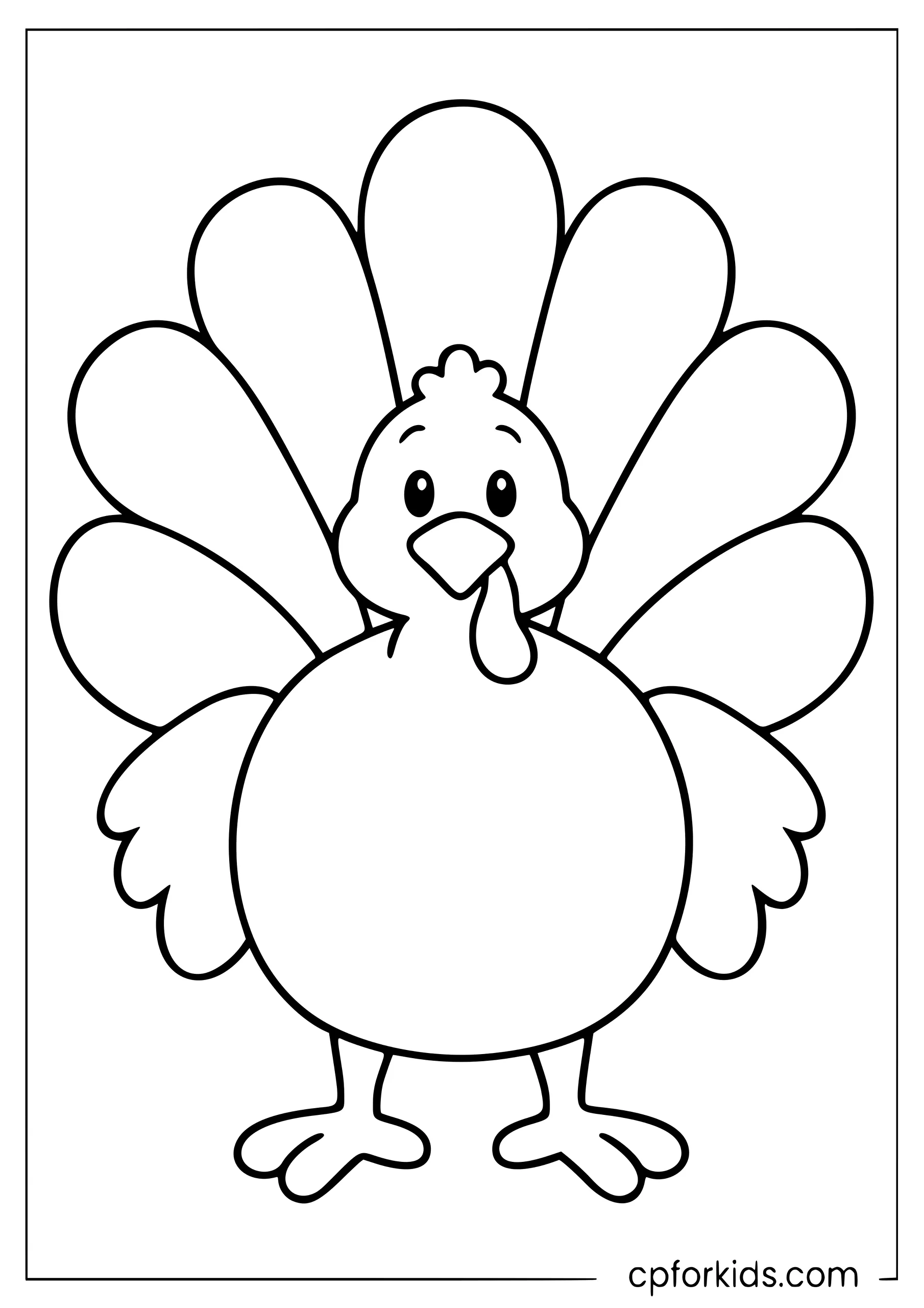 Blank turkey outline with seven large empty tail feathers
