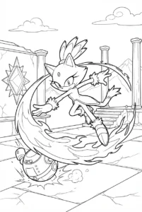 Blaze the Cat spinning through a large ring of fire