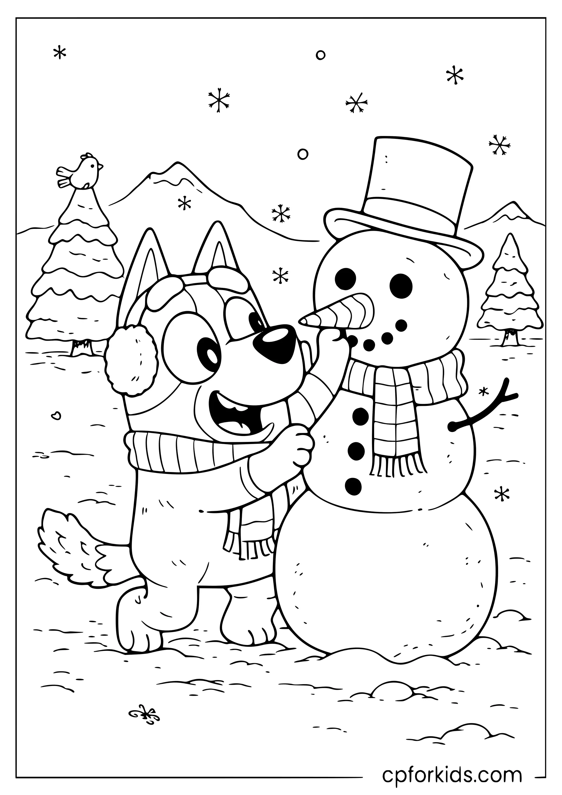 Bluey Building a Snowman