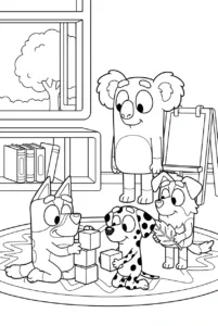 Bluey and friends learning and playing together at school
