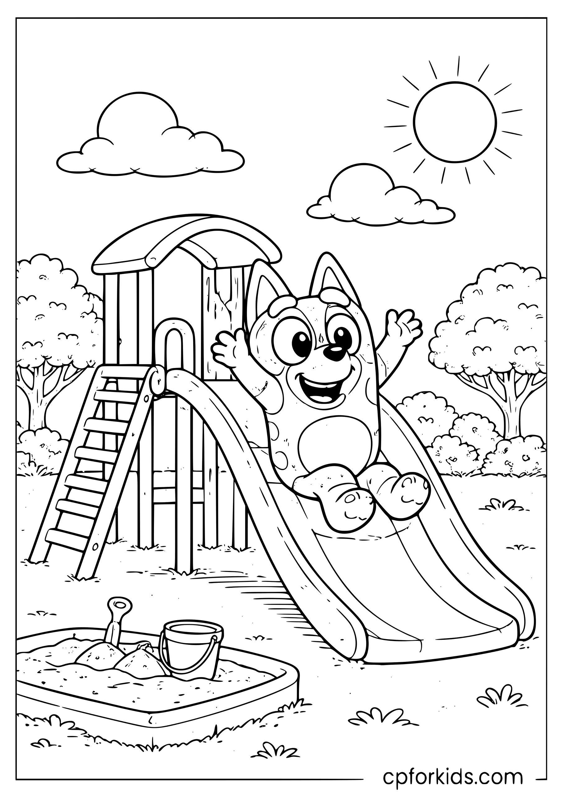 Bluey at the Playground Slide