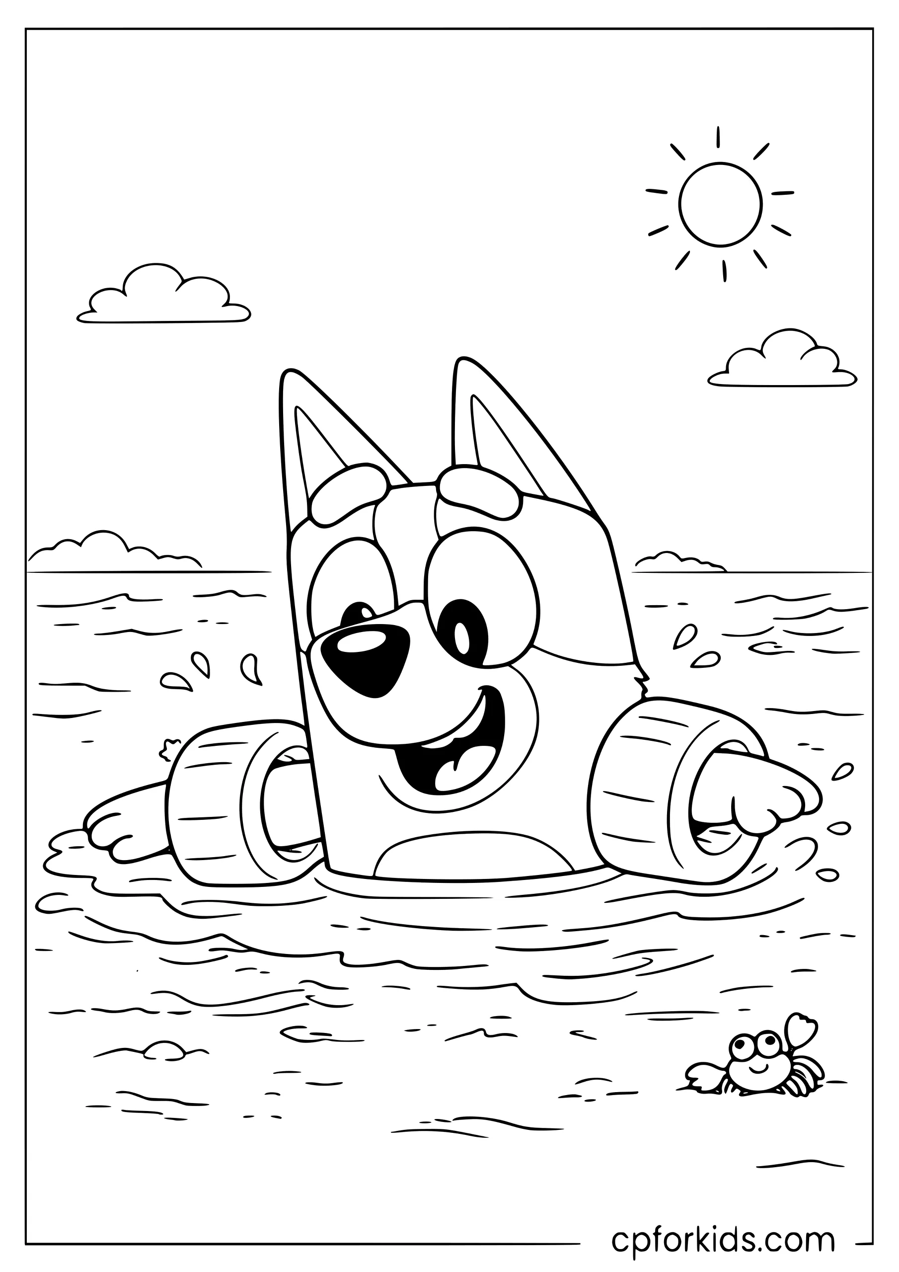 Bluey Swimming with Floaties