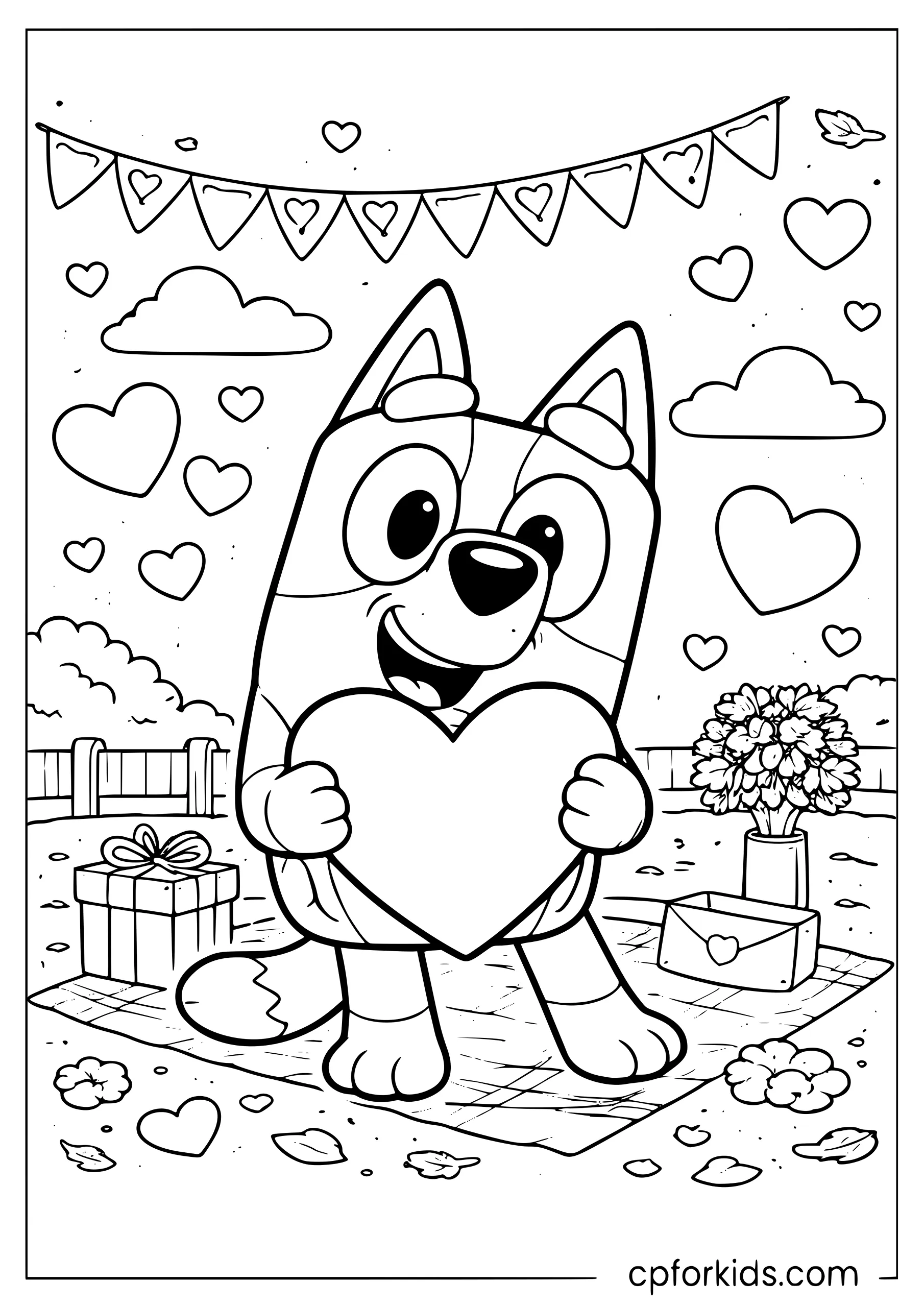 Bluey Valentine Heart Scene