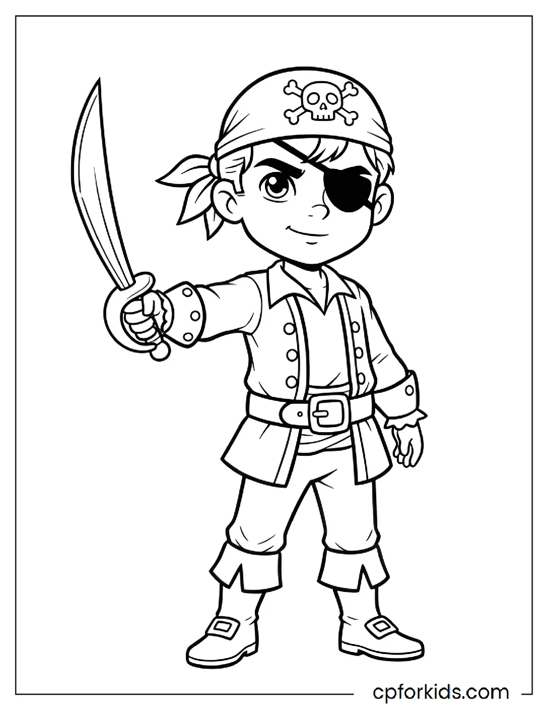 Boy dressed as a pirate captain