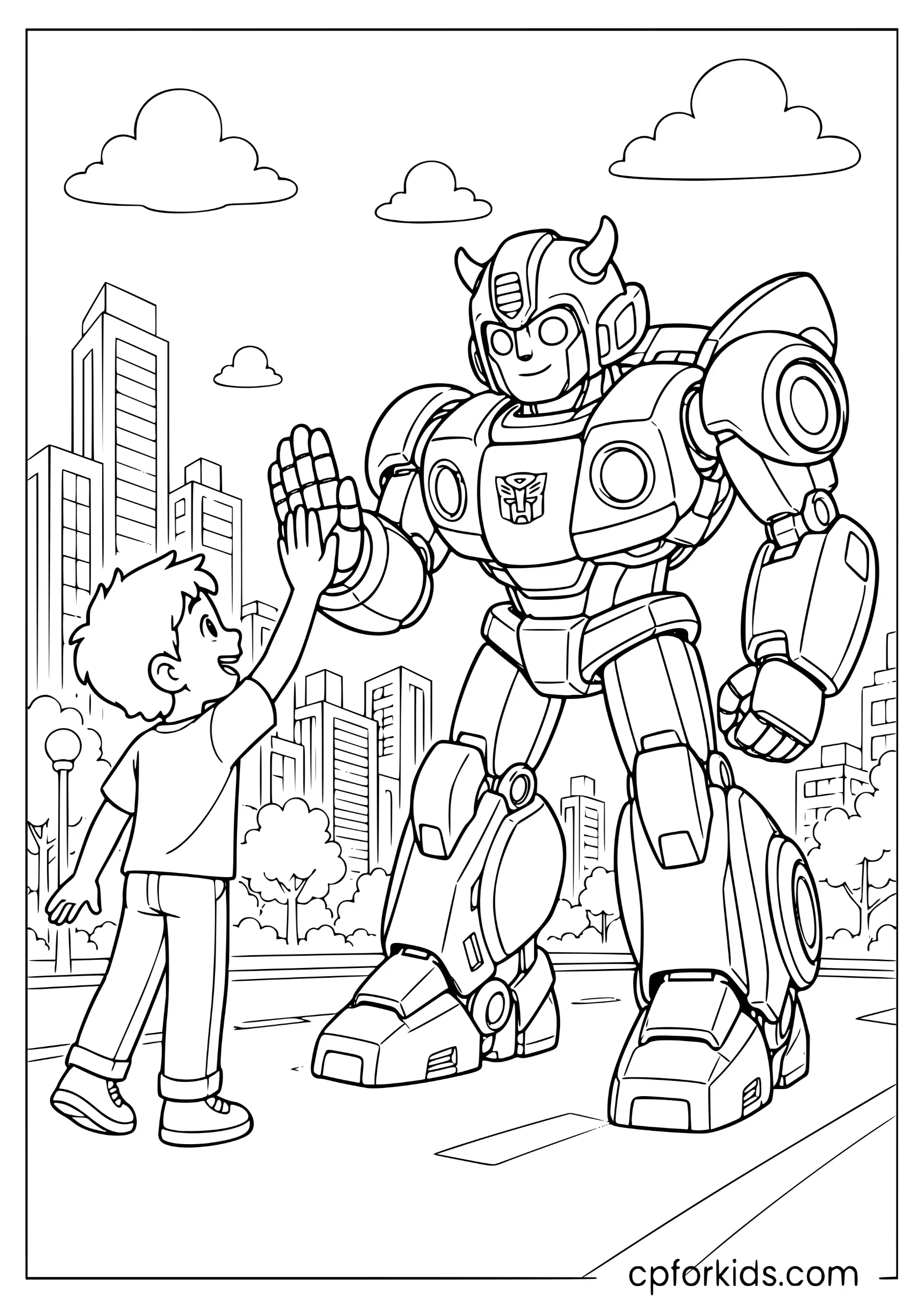 Bumblebee and Kid High-Five