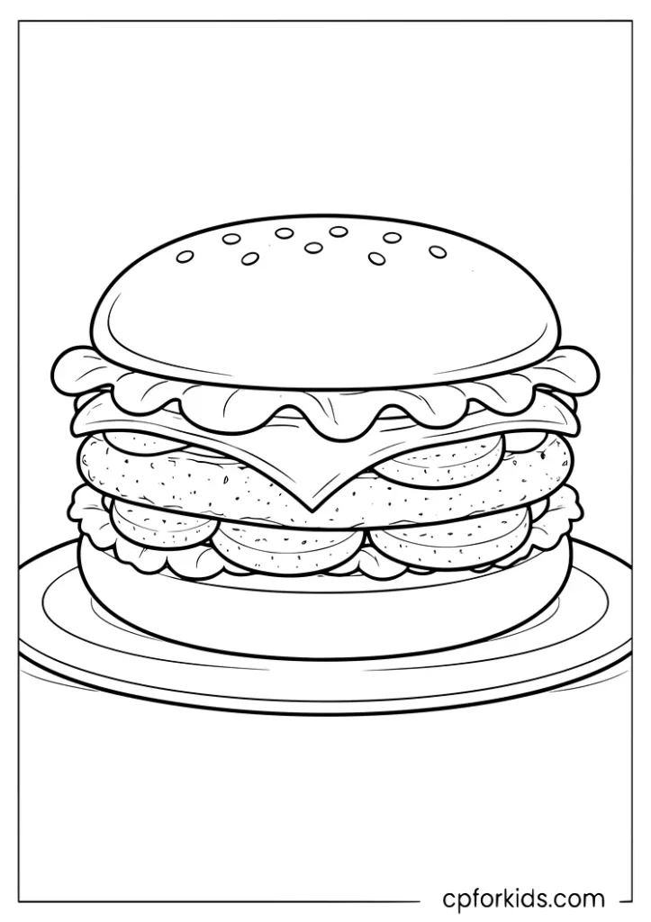 Burger with pickles coloring page