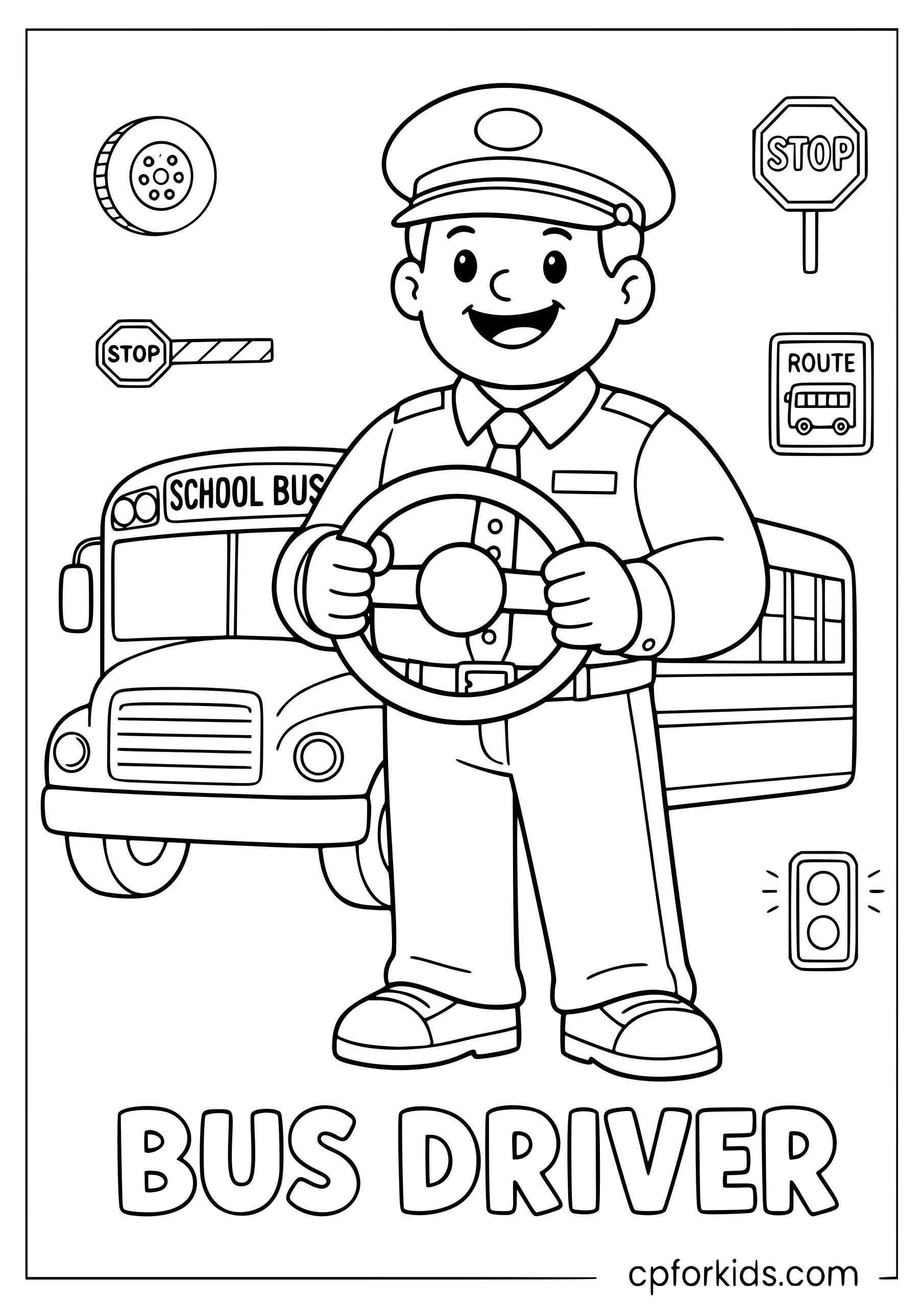 Bus Driver Behind the Wheel