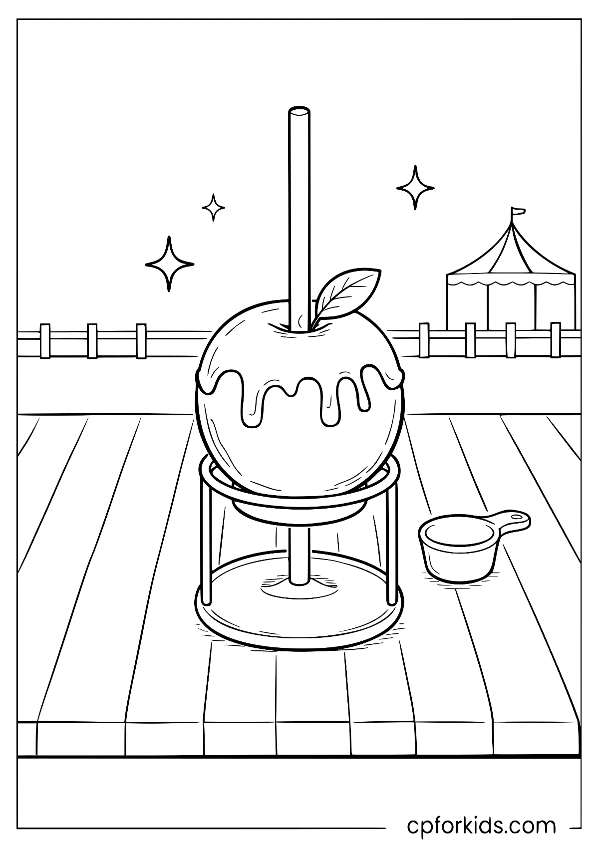 Candy apple with drips on a stick
