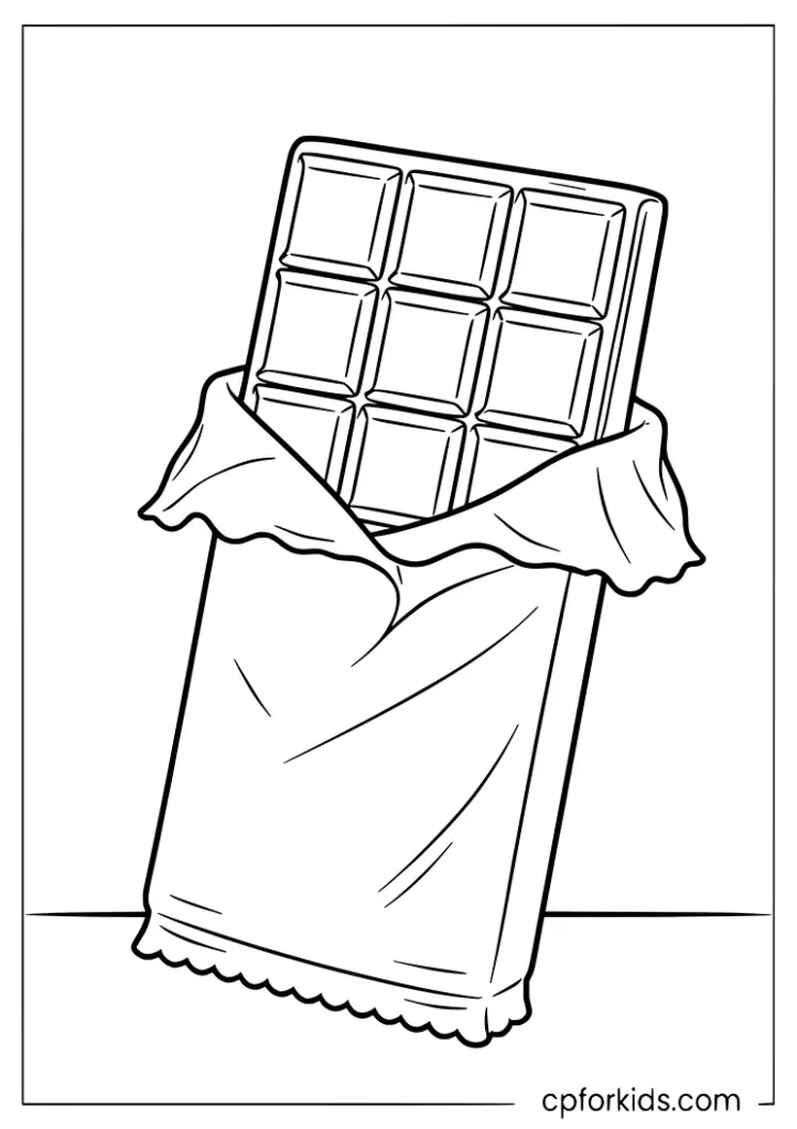 Candy bar junk food coloring page for kids