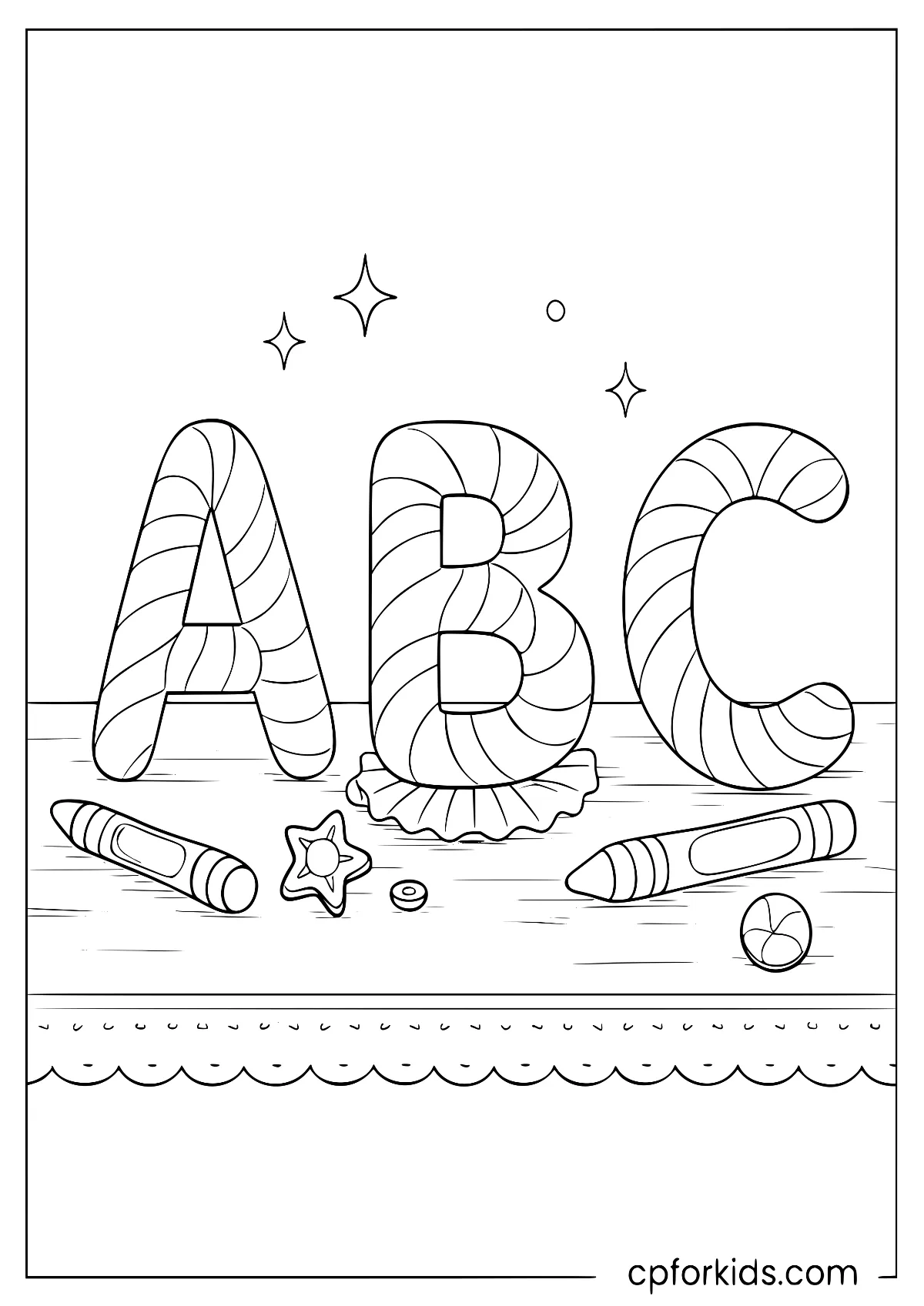 Alphabet letters shaped like candy canes, A to Z
