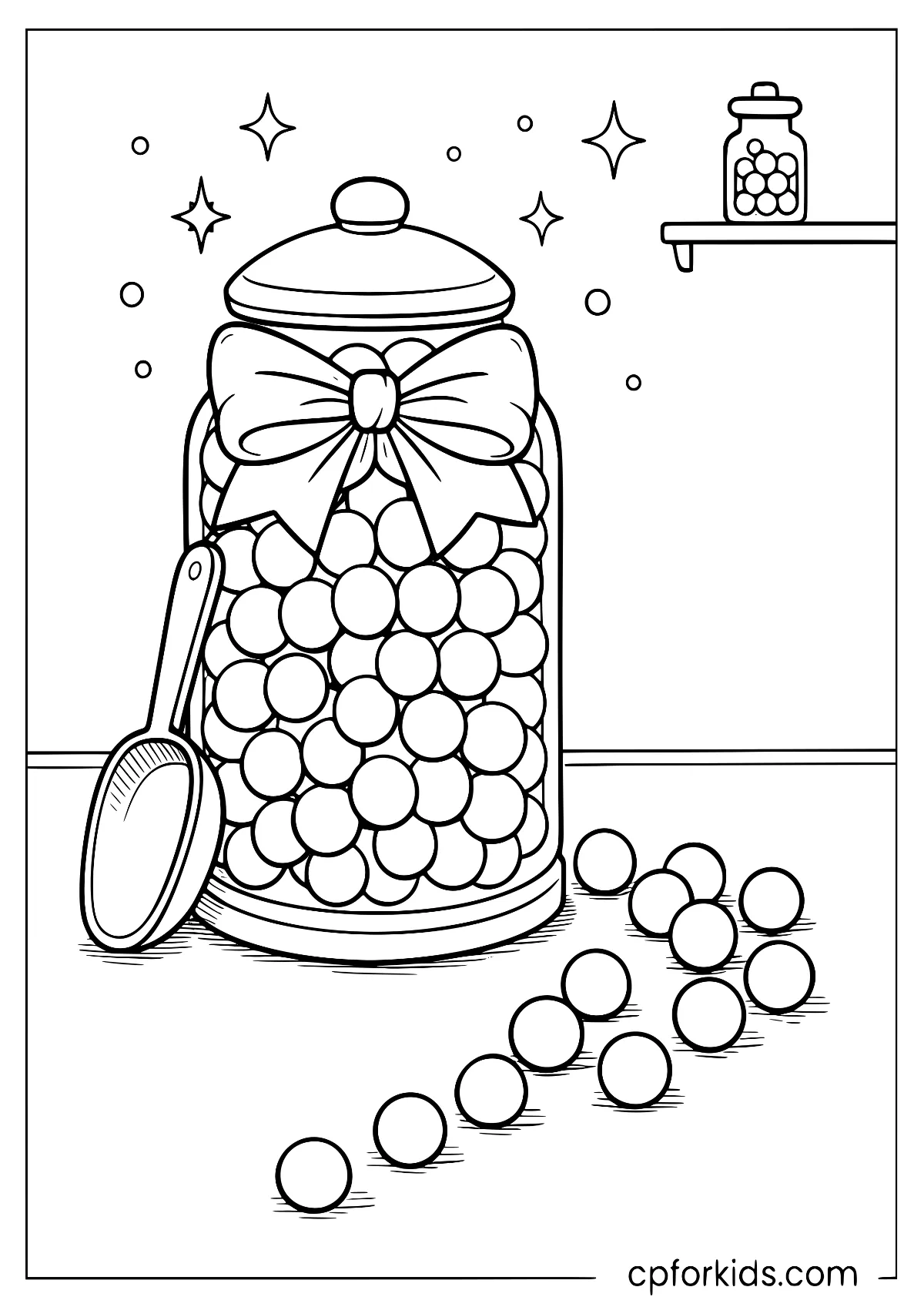 Big jar of gumballs with a bow