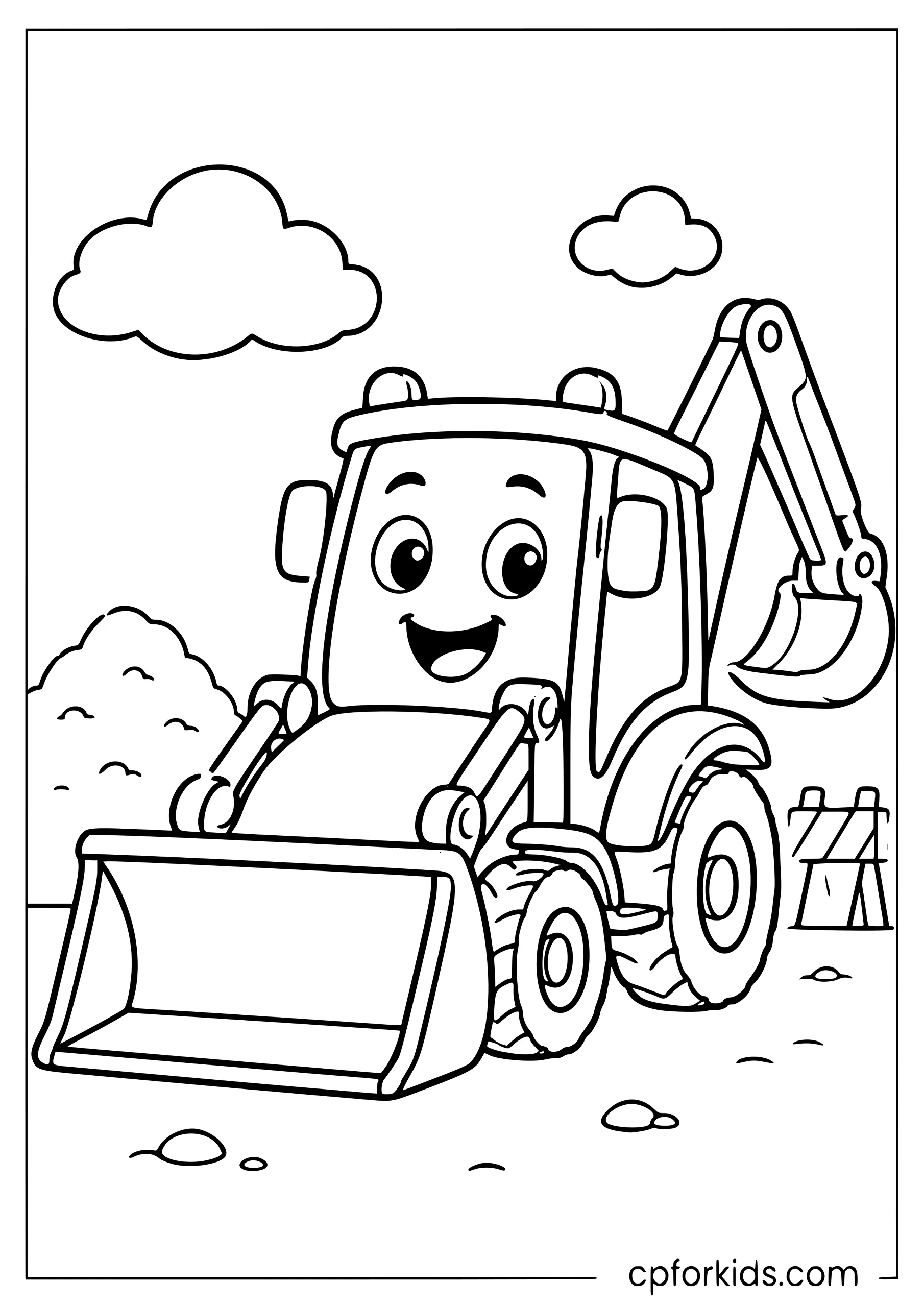 Backhoe Loader Waves Hello