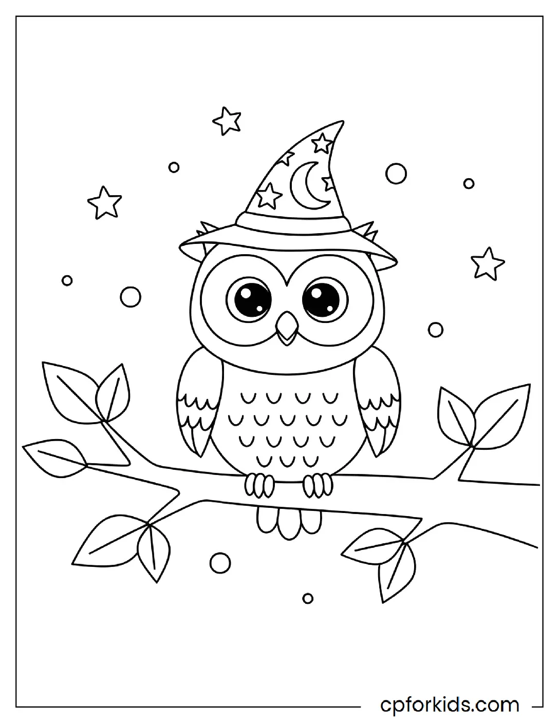 Cartoon owl wearing a wizard hat