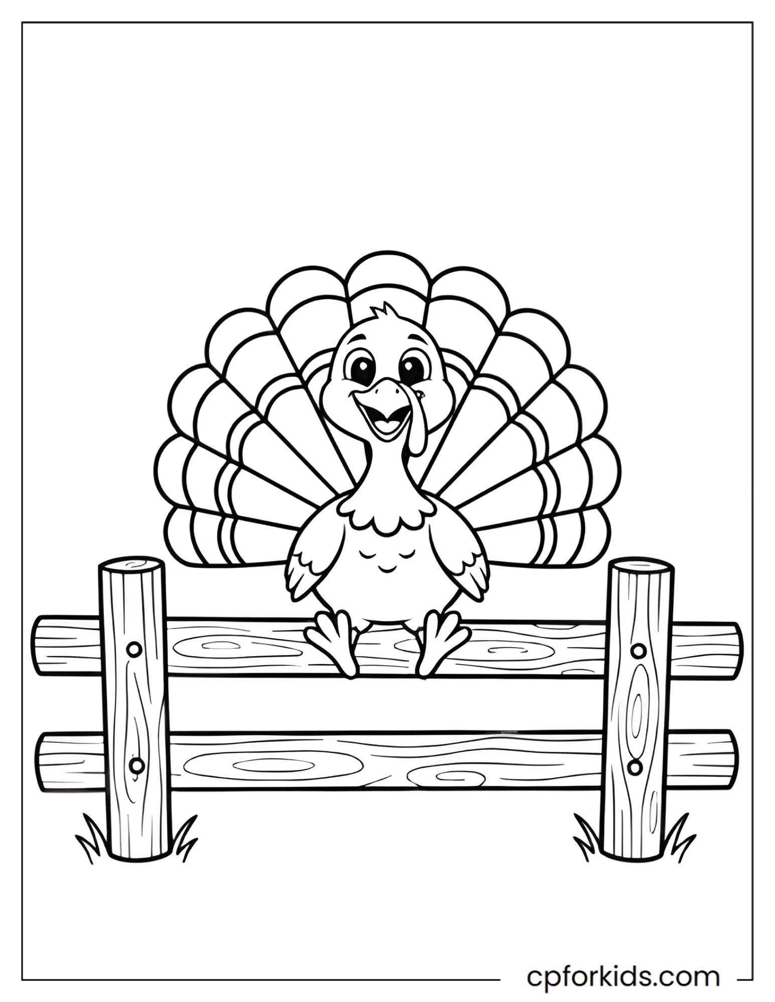 Turkey perched on a wooden fence