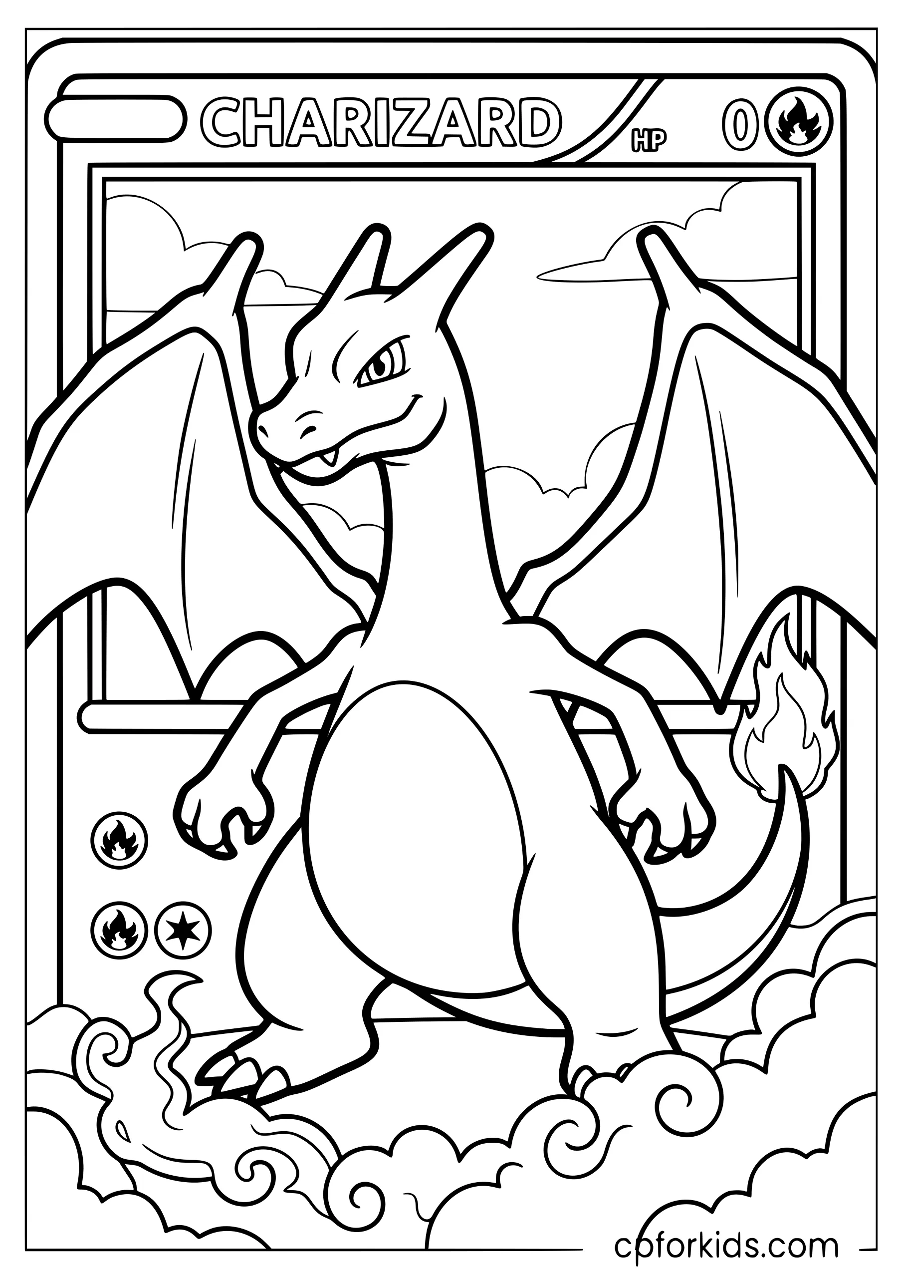 Charizard Pokémon Card to Color