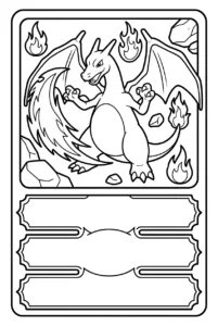 Charizard in a battle pose inside a blank trading card frame