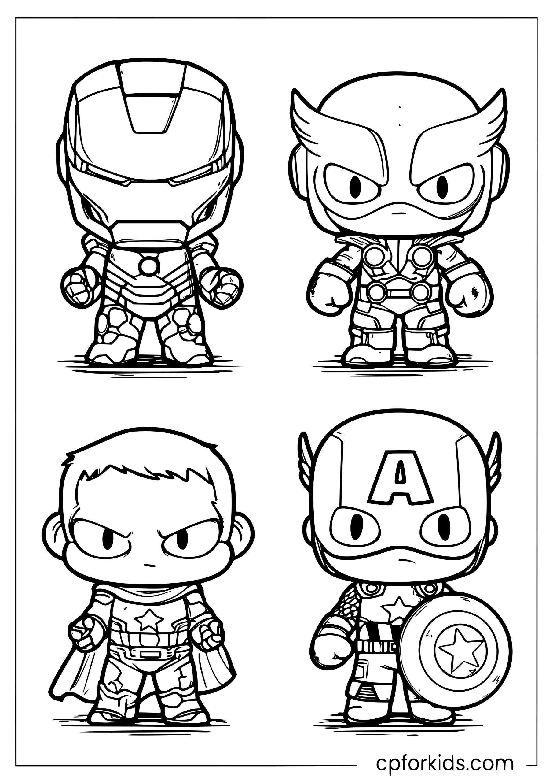 Chibi Avengers Four Heroes
