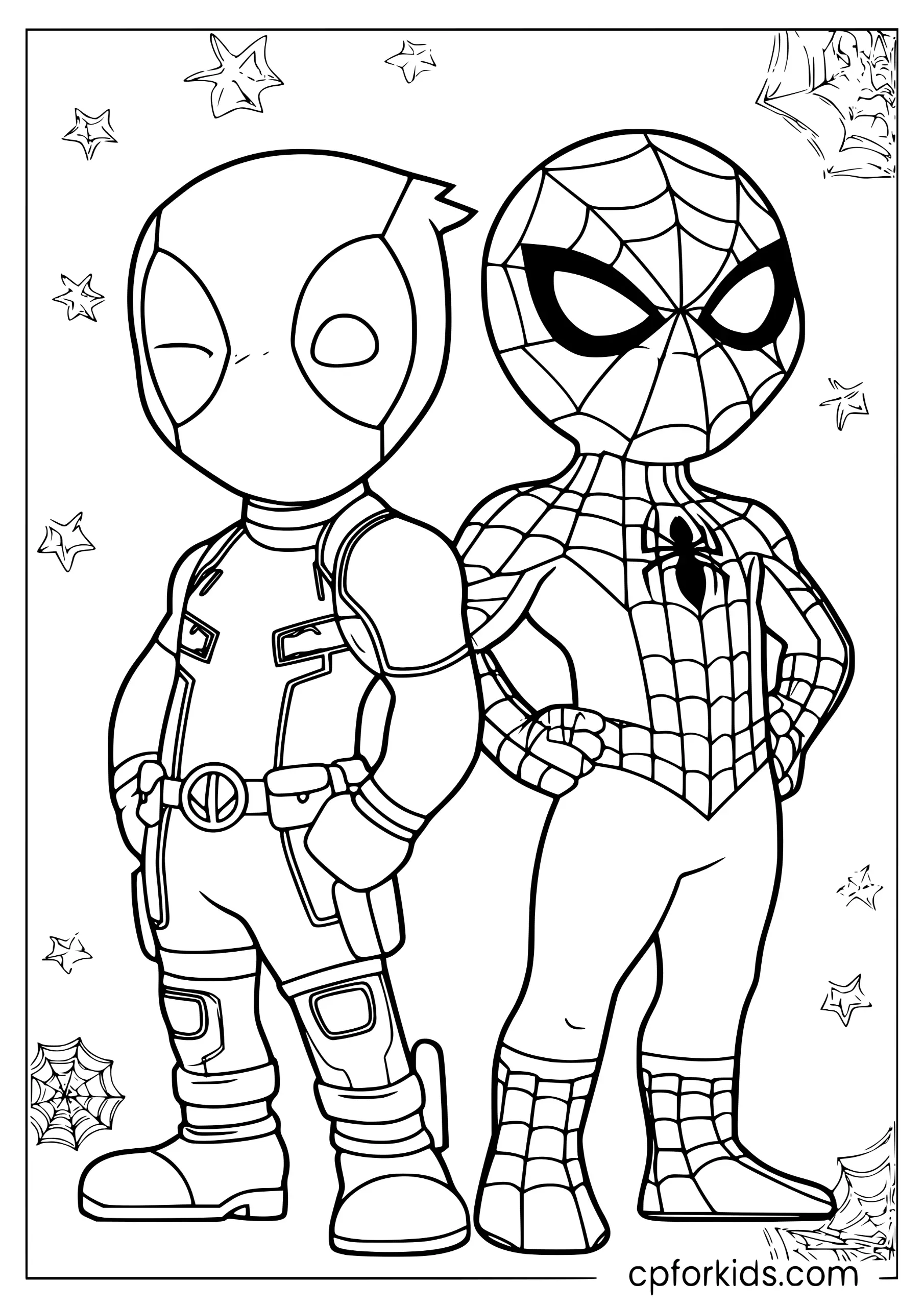 Chibi Deadpool and Spider-Man