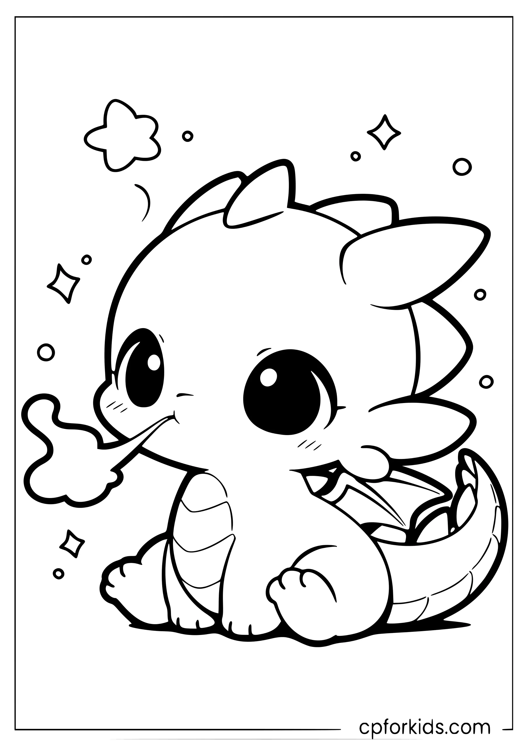 Chibi Dragon Ready to Breathe Fire