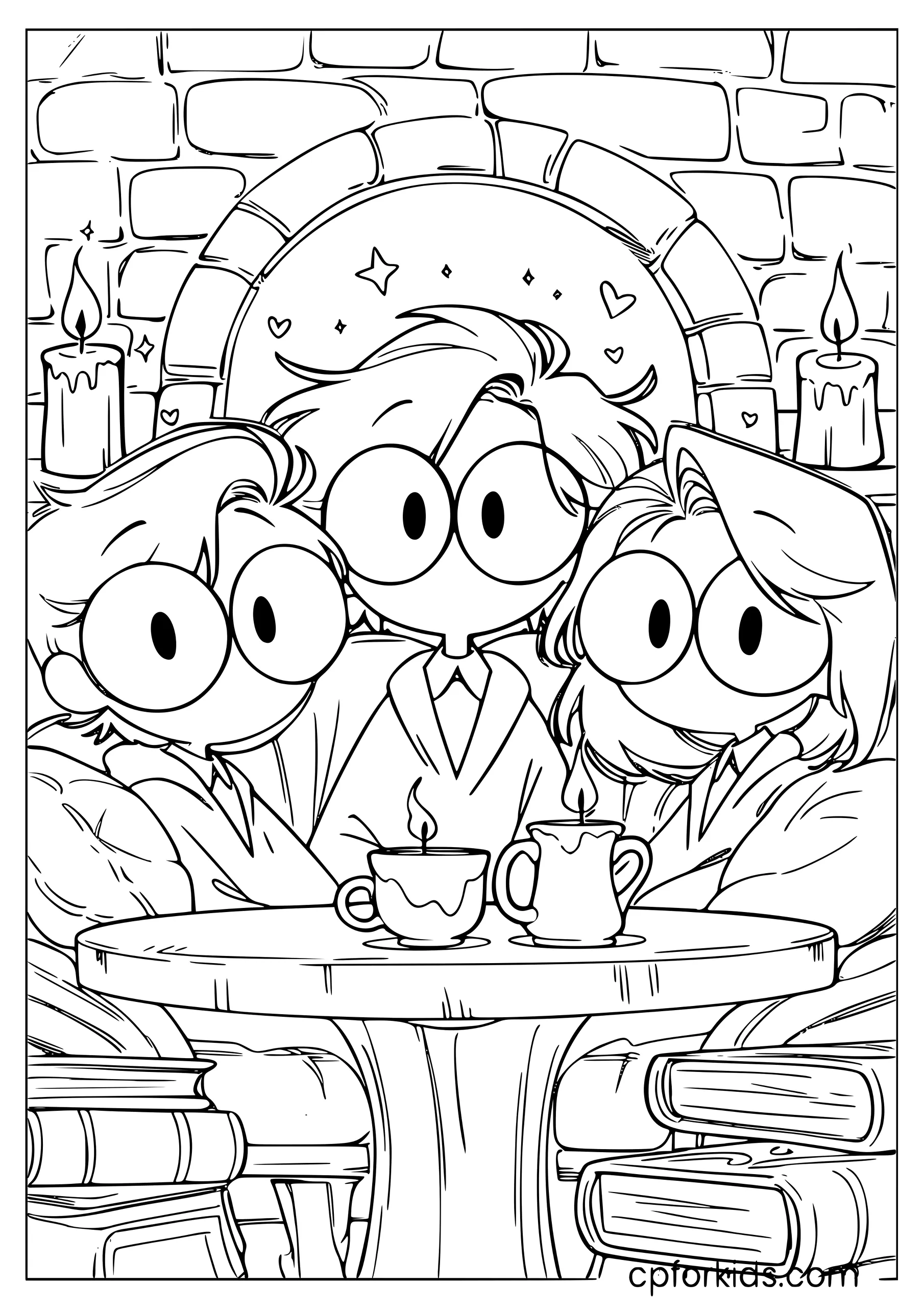 Chibi Golden Trio in the Common Room