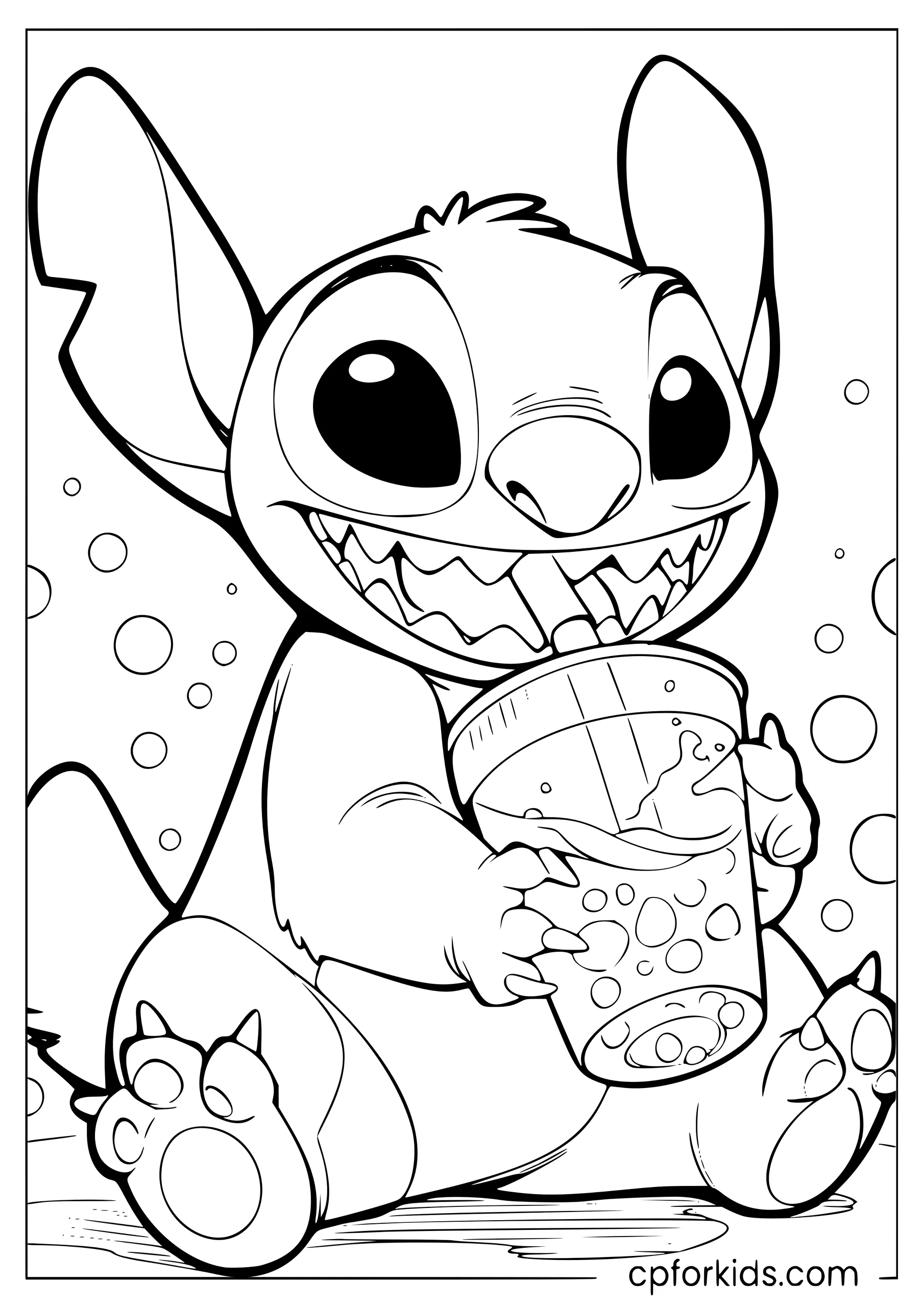 Chibi Stitch with Boba Tea