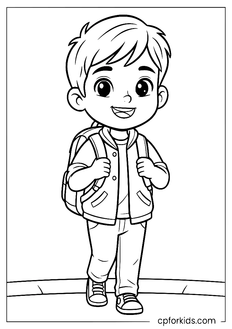 Child walking to school with a backpack