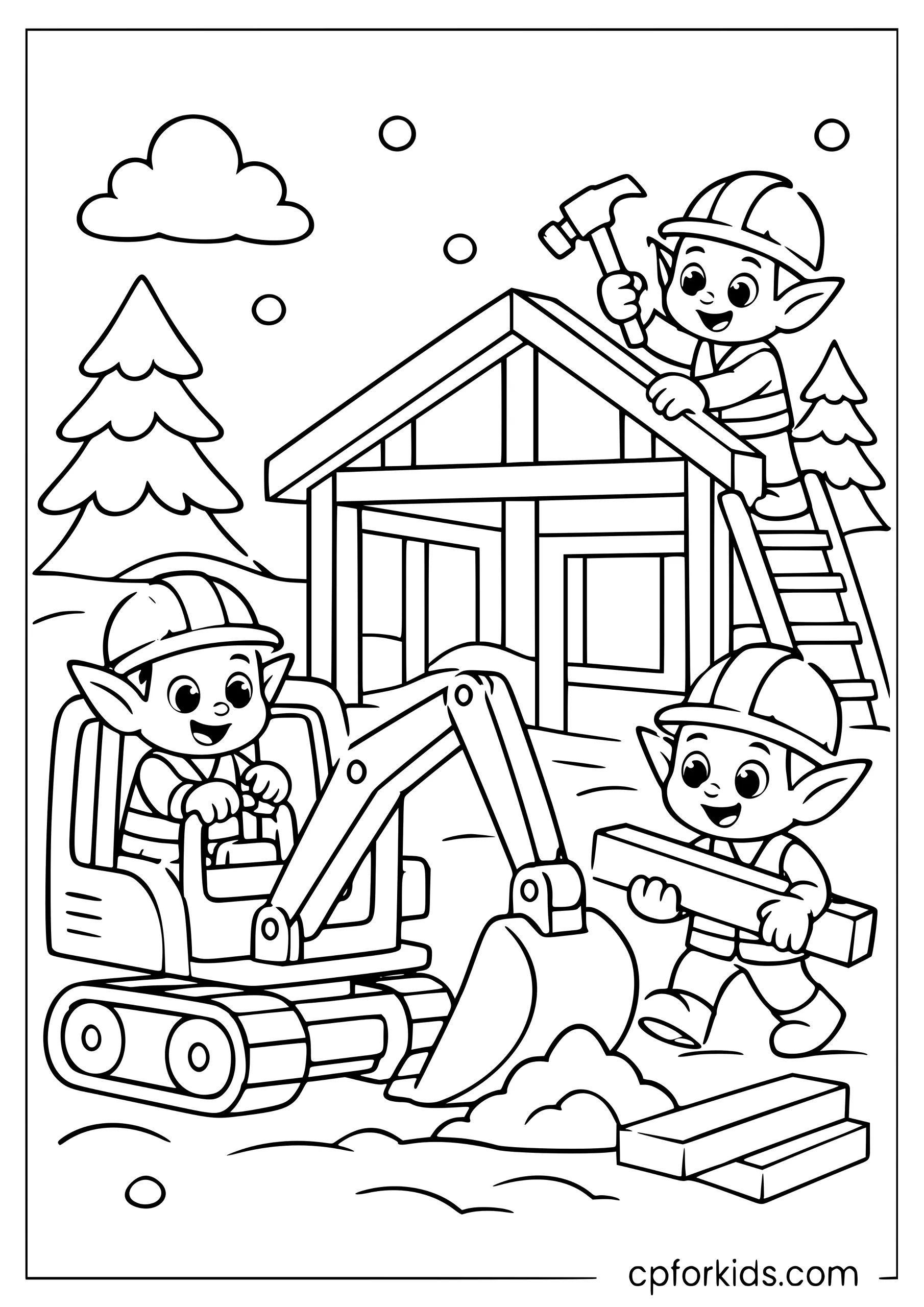 Elves Build the Christmas Workshop