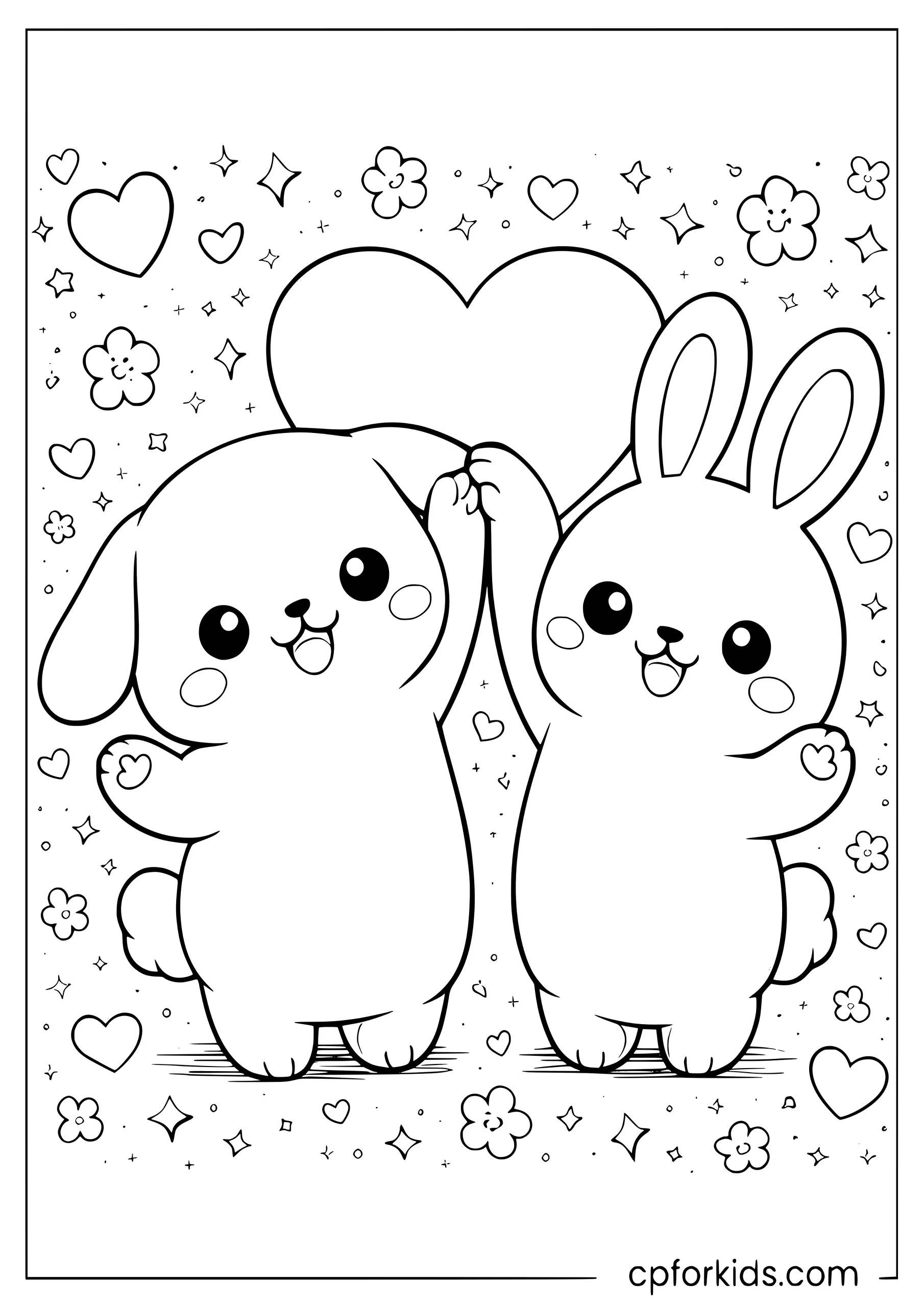 Cinnamoroll and Bunny Making a Heart