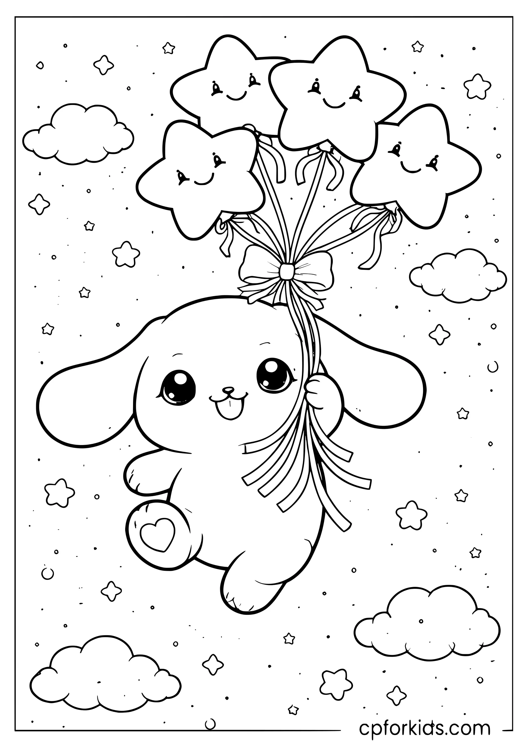 Cinnamoroll Floating with Star Balloons